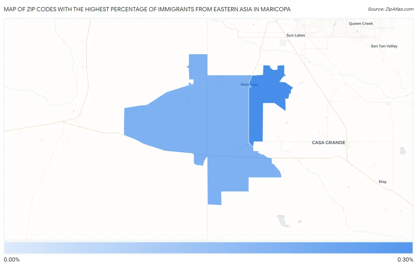 Zip Codes with the Highest Percentage of Immigrants from Eastern Asia in Maricopa Map