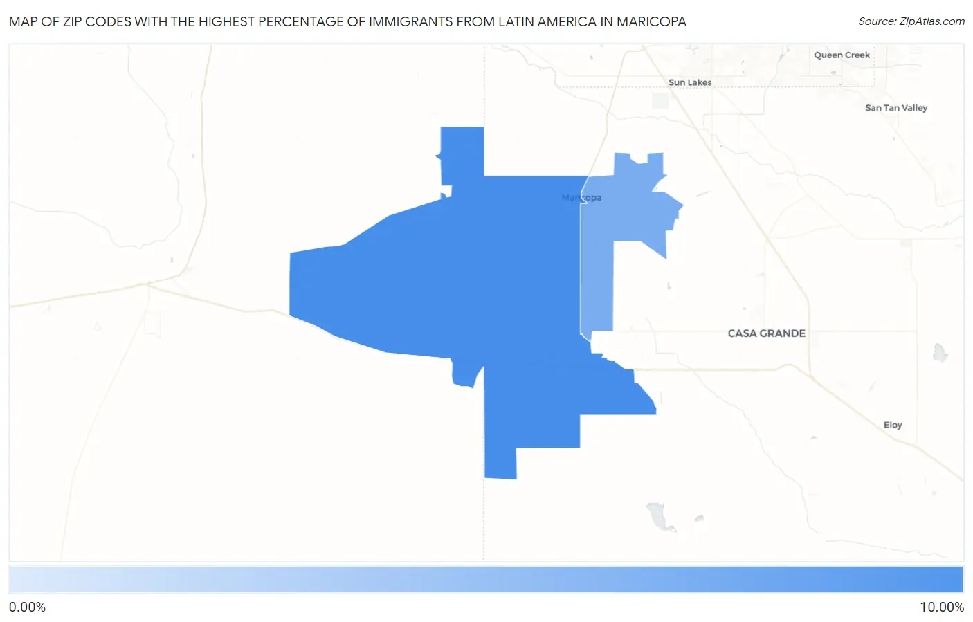 Zip Codes with the Highest Percentage of Immigrants from Latin America in Maricopa Map