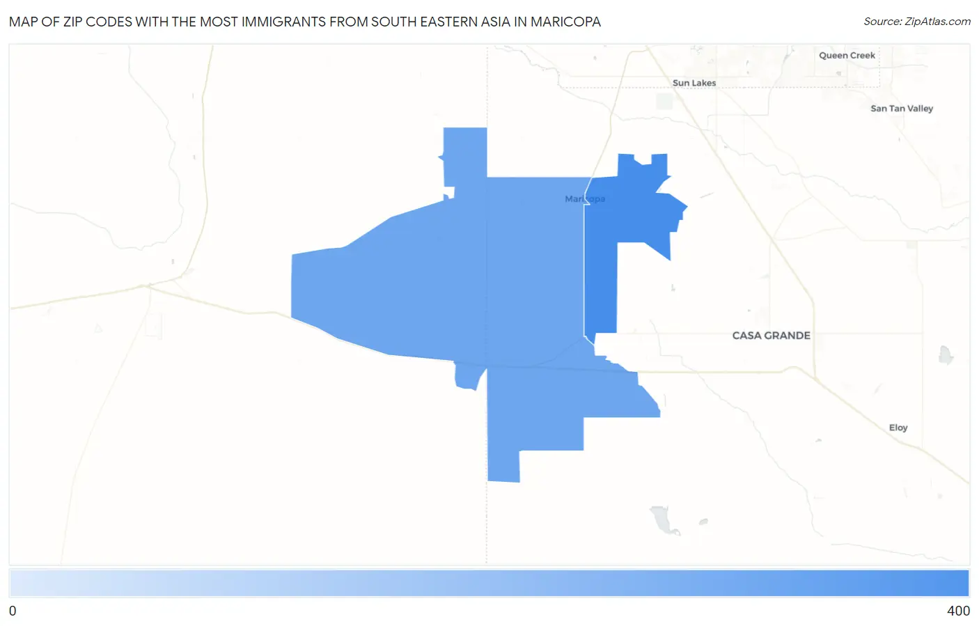 Zip Codes with the Most Immigrants from South Eastern Asia in Maricopa Map