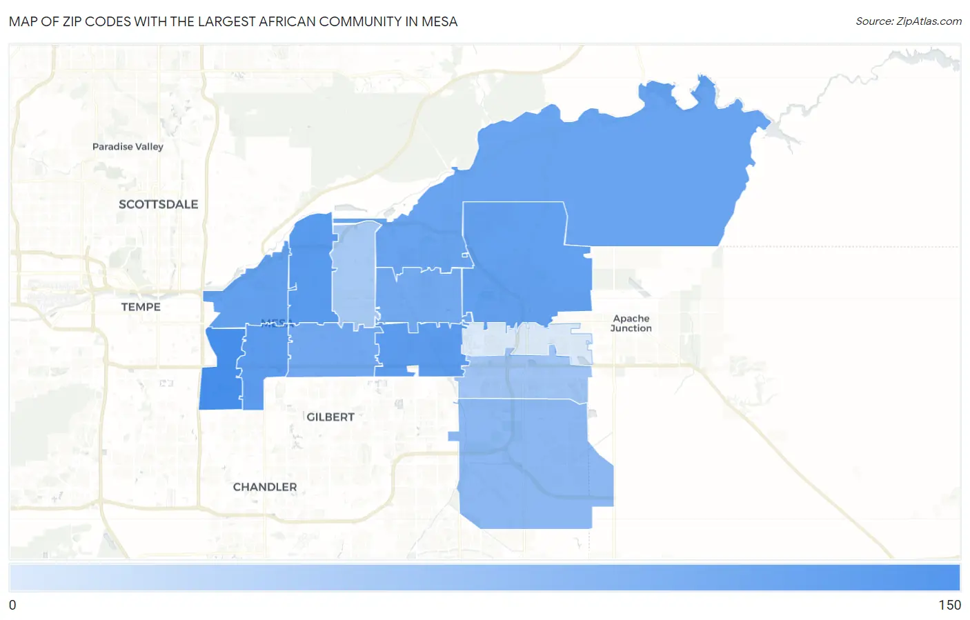 Zip Codes with the Largest African Community in Mesa Map