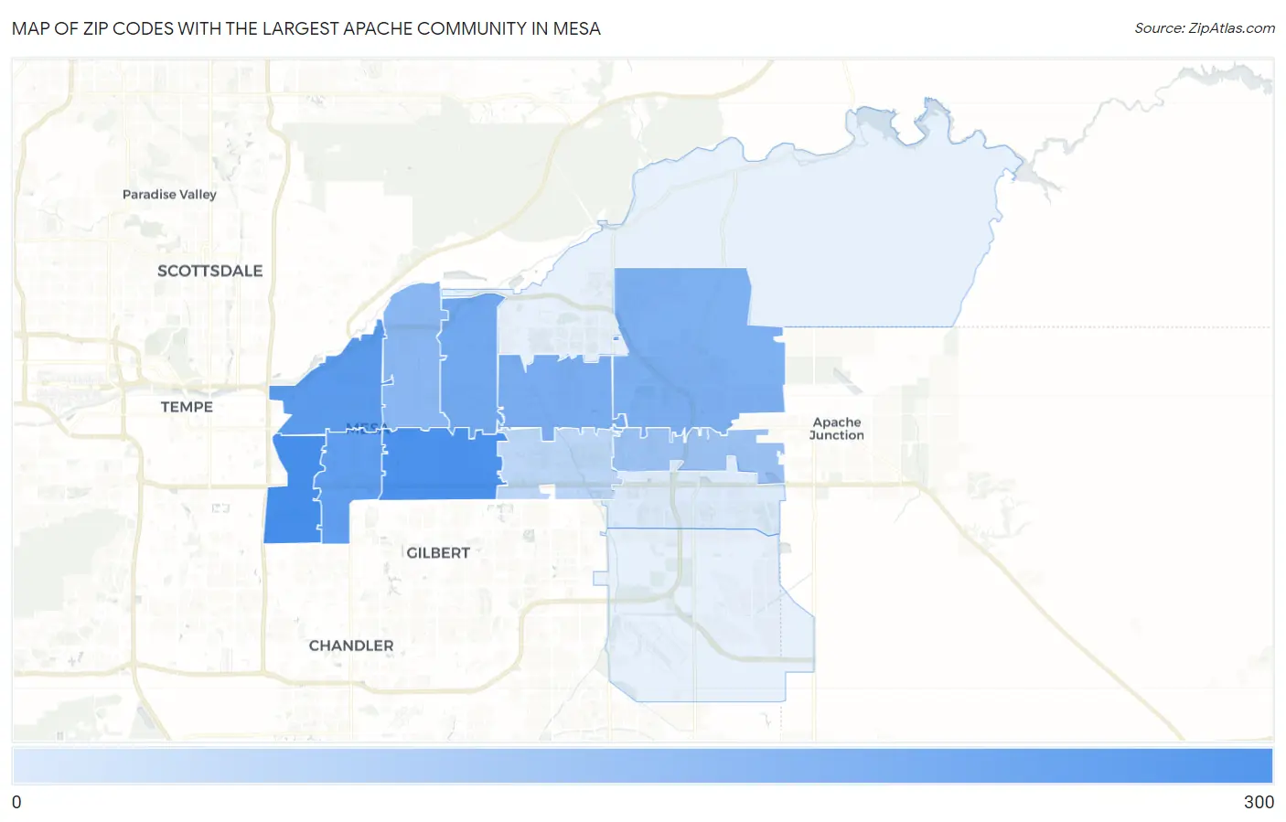 Zip Codes with the Largest Apache Community in Mesa Map