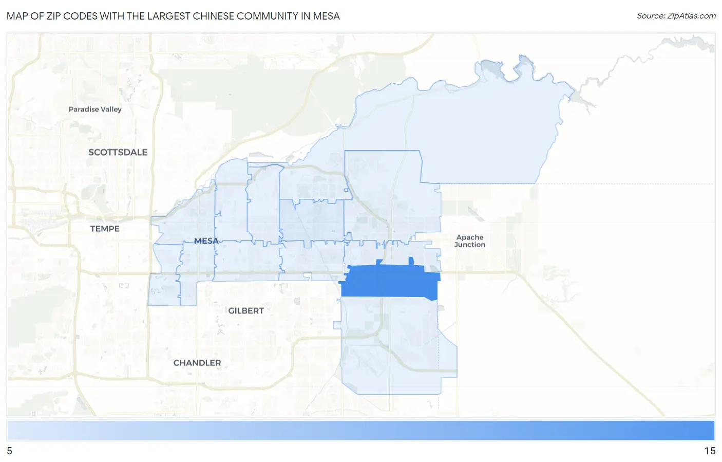 Zip Codes with the Largest Chinese Community in Mesa Map