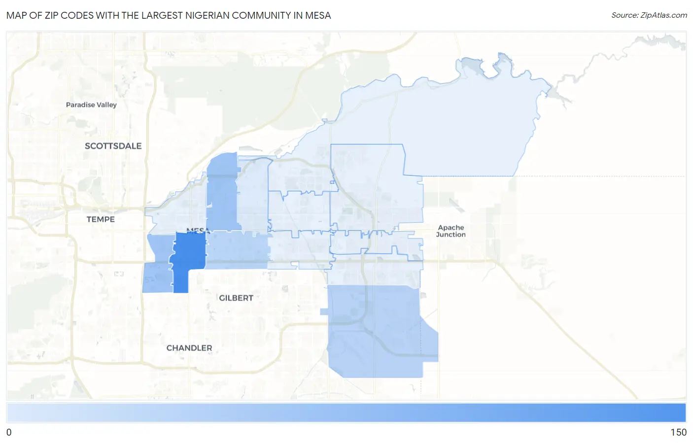Zip Codes with the Largest Nigerian Community in Mesa Map