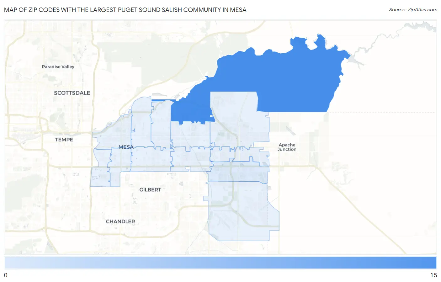 Zip Codes with the Largest Puget Sound Salish Community in Mesa Map