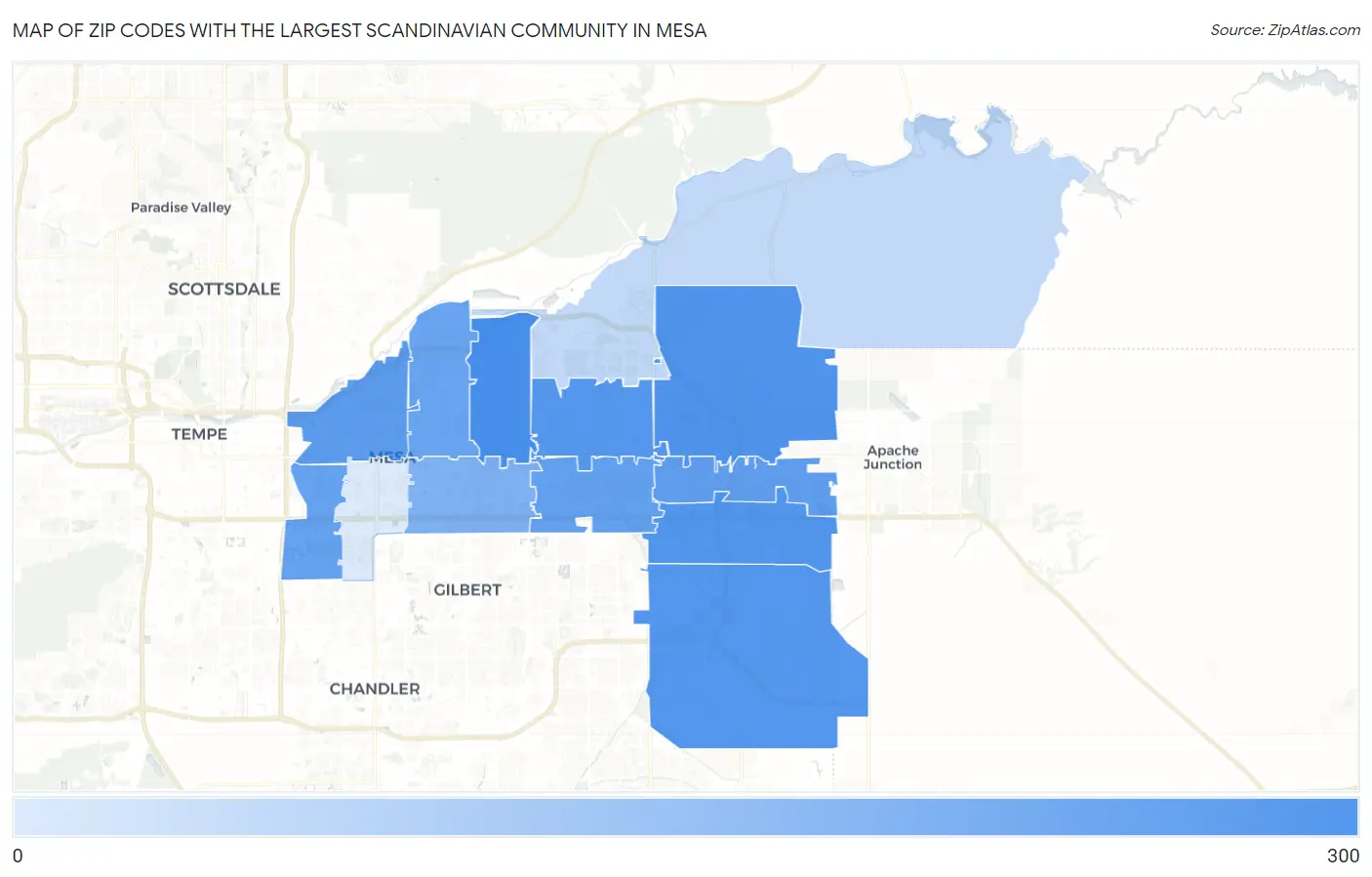 Zip Codes with the Largest Scandinavian Community in Mesa Map
