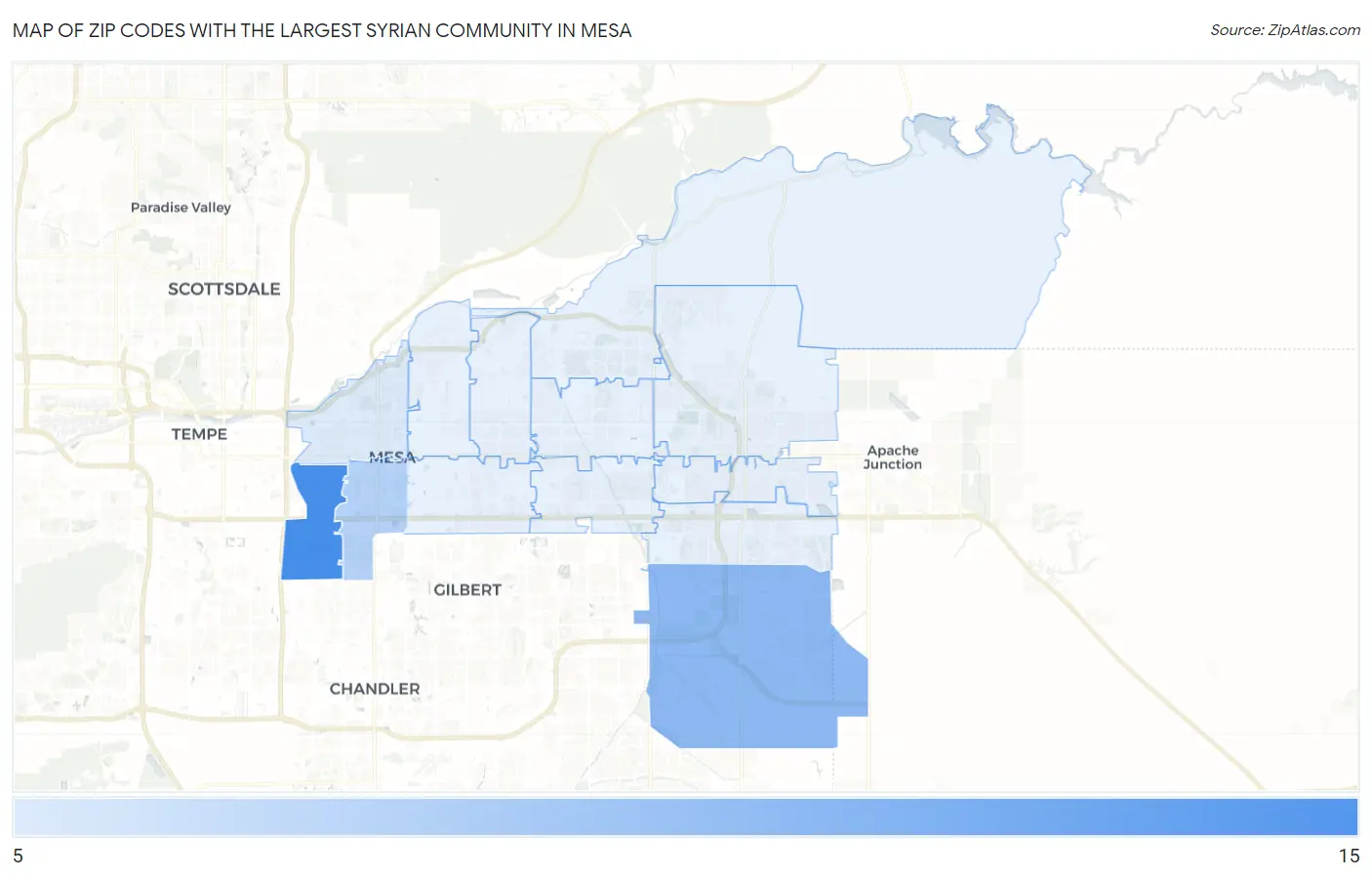 Zip Codes with the Largest Syrian Community in Mesa Map