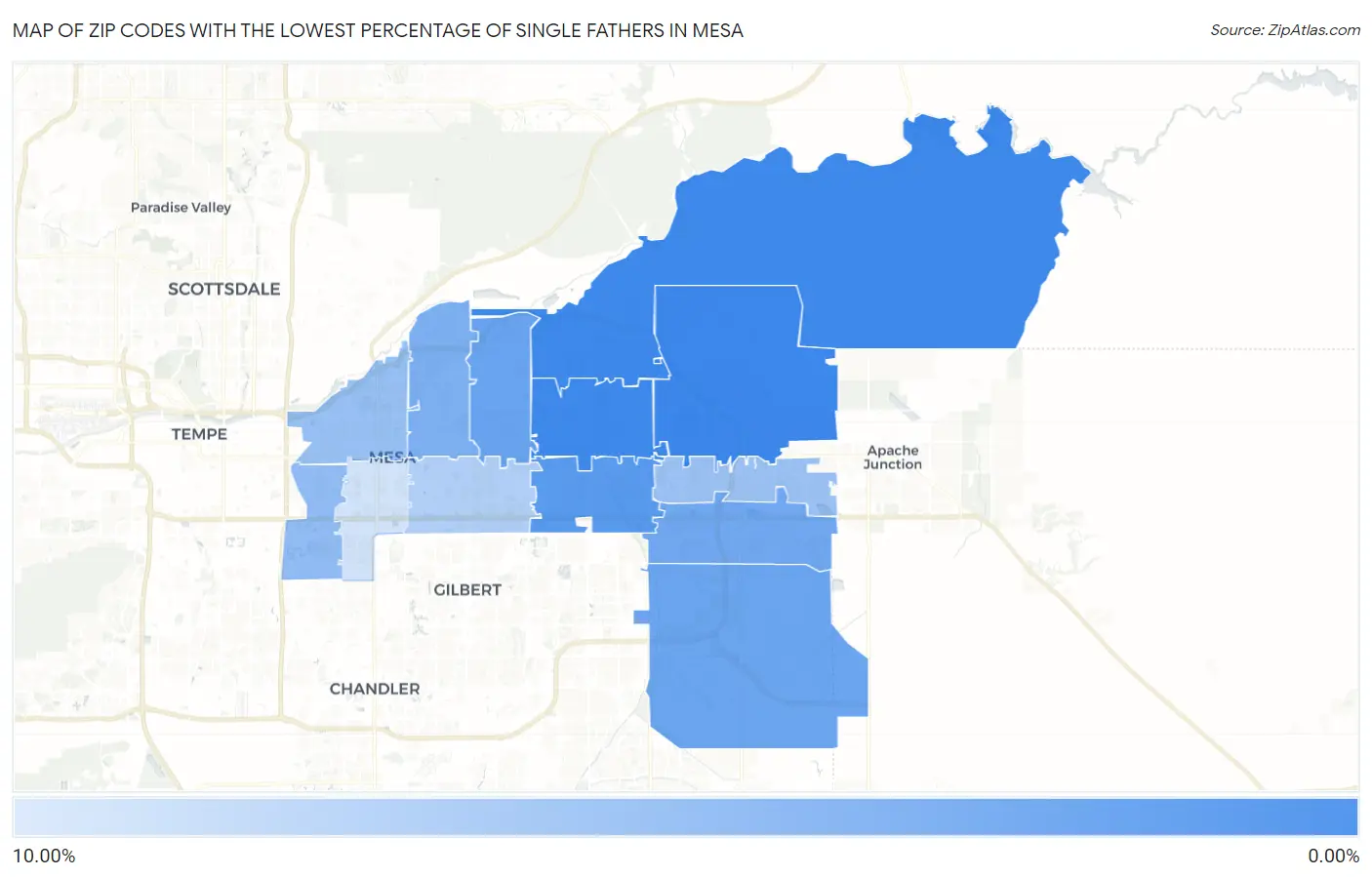 Zip Codes with the Lowest Percentage of Single Fathers in Mesa Map