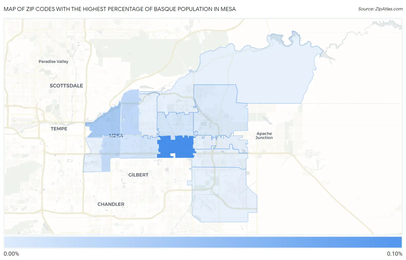 Zip Codes with the Highest Percentage of Basque Population in Mesa Map