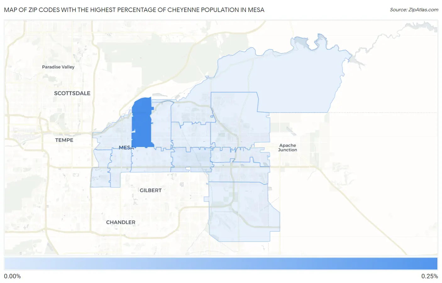 Zip Codes with the Highest Percentage of Cheyenne Population in Mesa Map