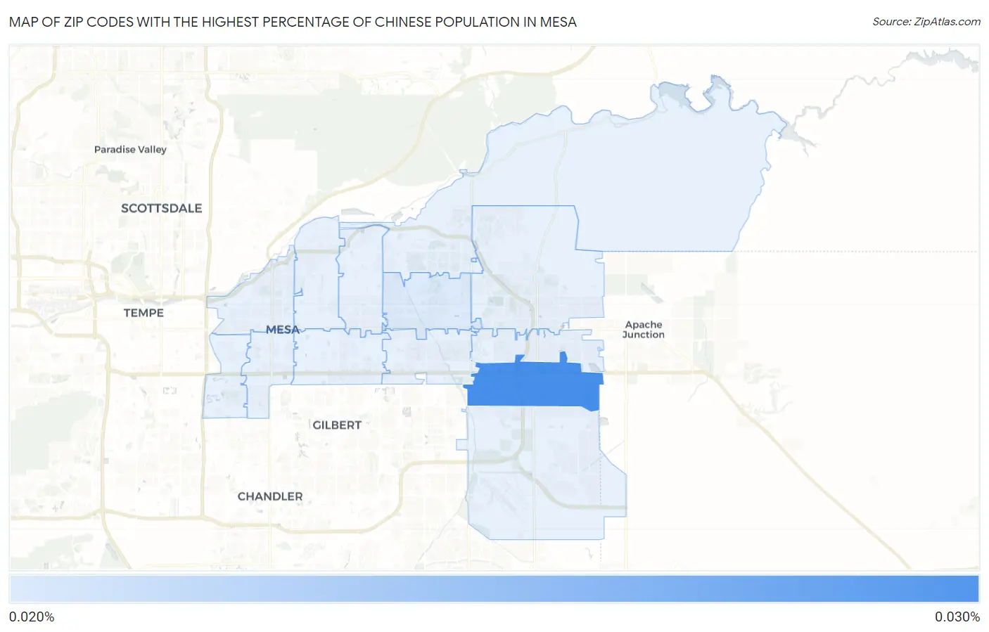 Zip Codes with the Highest Percentage of Chinese Population in Mesa Map