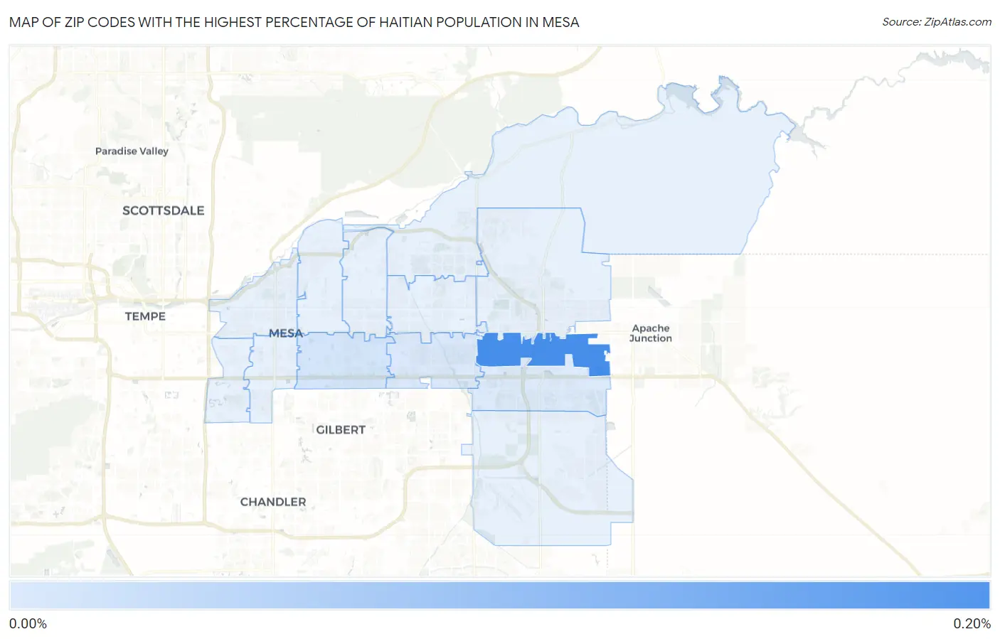 Zip Codes with the Highest Percentage of Haitian Population in Mesa Map