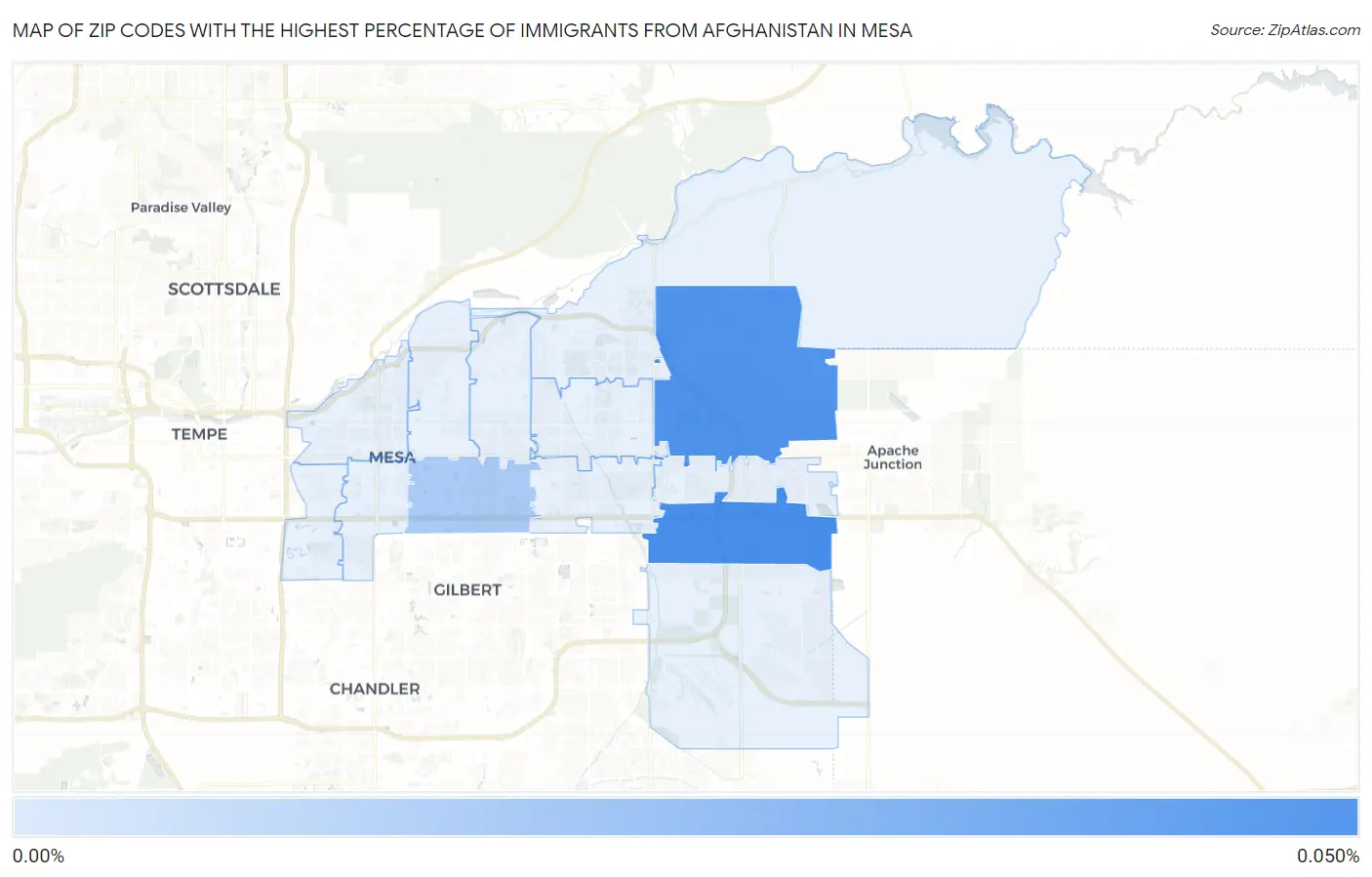 Zip Codes with the Highest Percentage of Immigrants from Afghanistan in Mesa Map