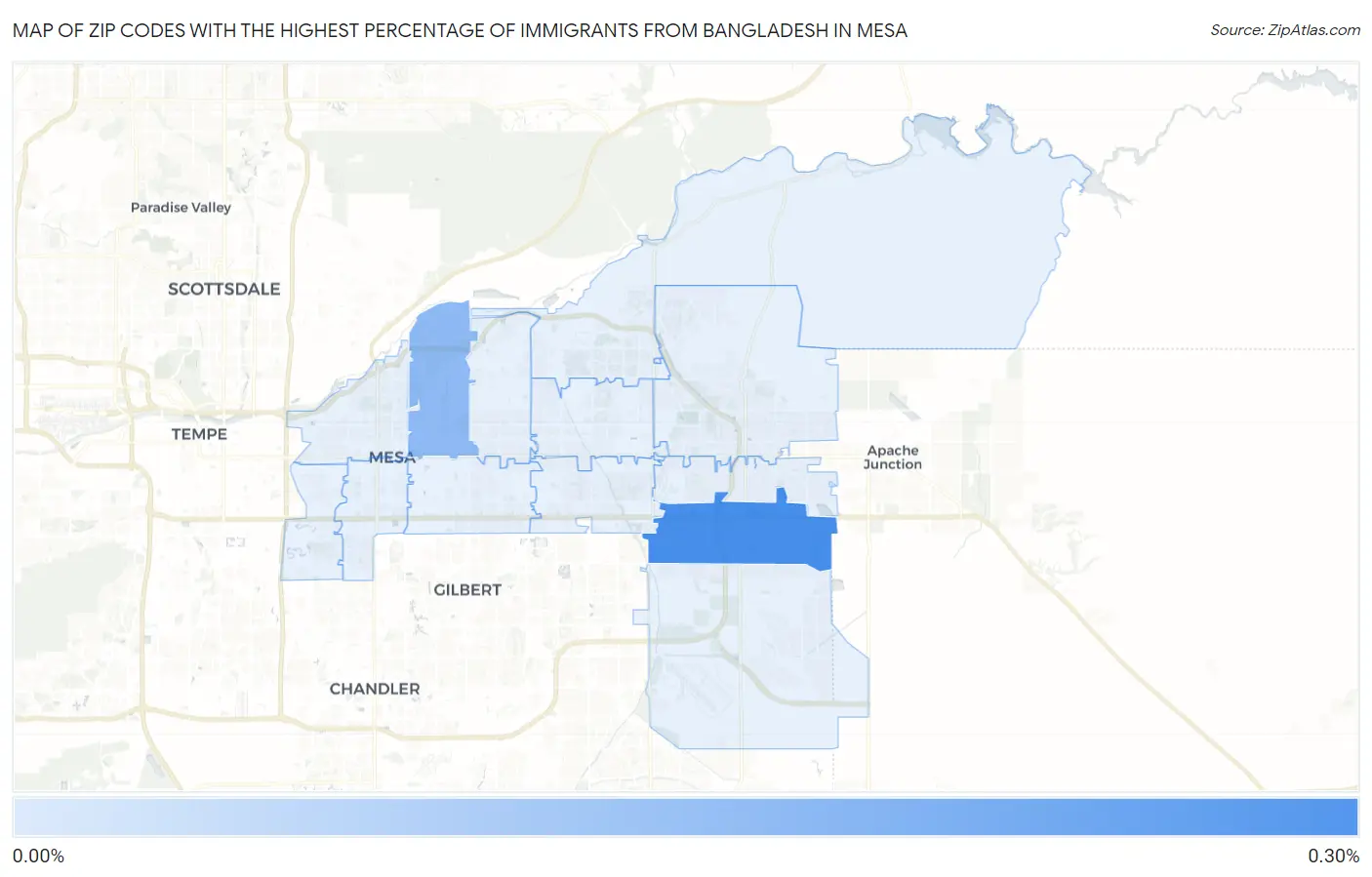 Zip Codes with the Highest Percentage of Immigrants from Bangladesh in Mesa Map