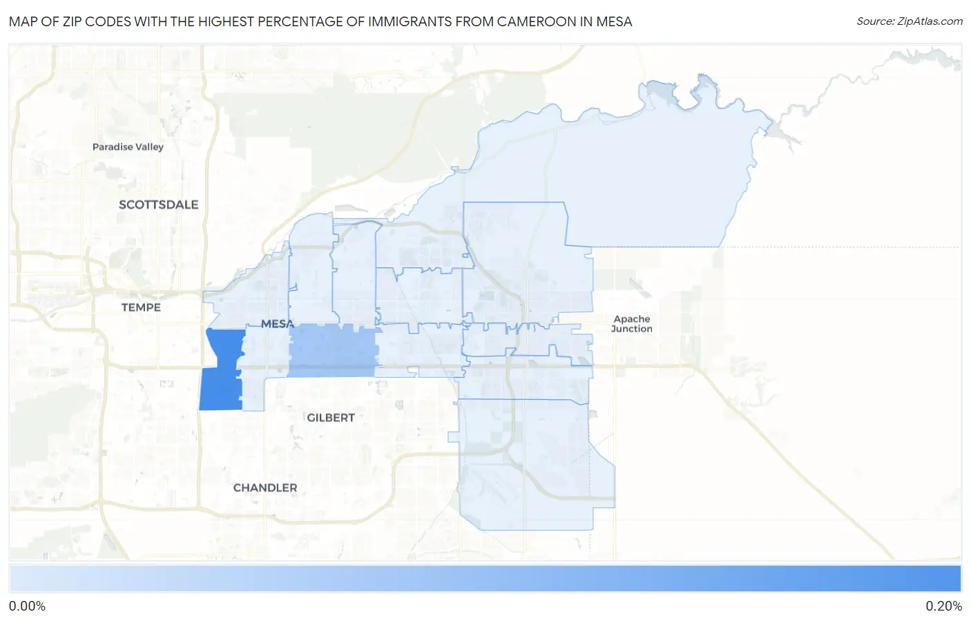 Zip Codes with the Highest Percentage of Immigrants from Cameroon in Mesa Map