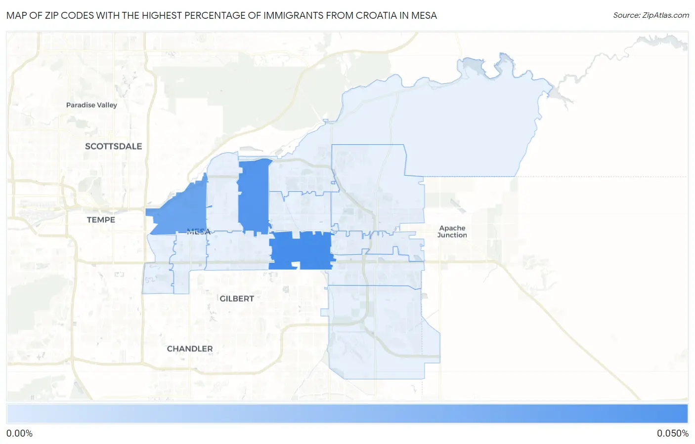 Zip Codes with the Highest Percentage of Immigrants from Croatia in Mesa Map
