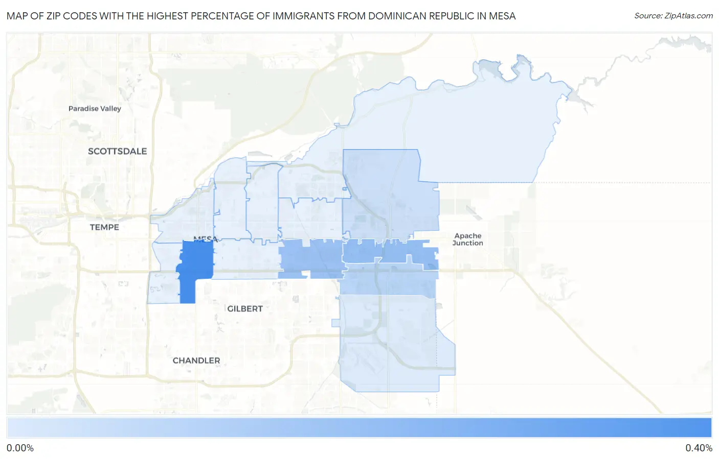 Zip Codes with the Highest Percentage of Immigrants from Dominican Republic in Mesa Map