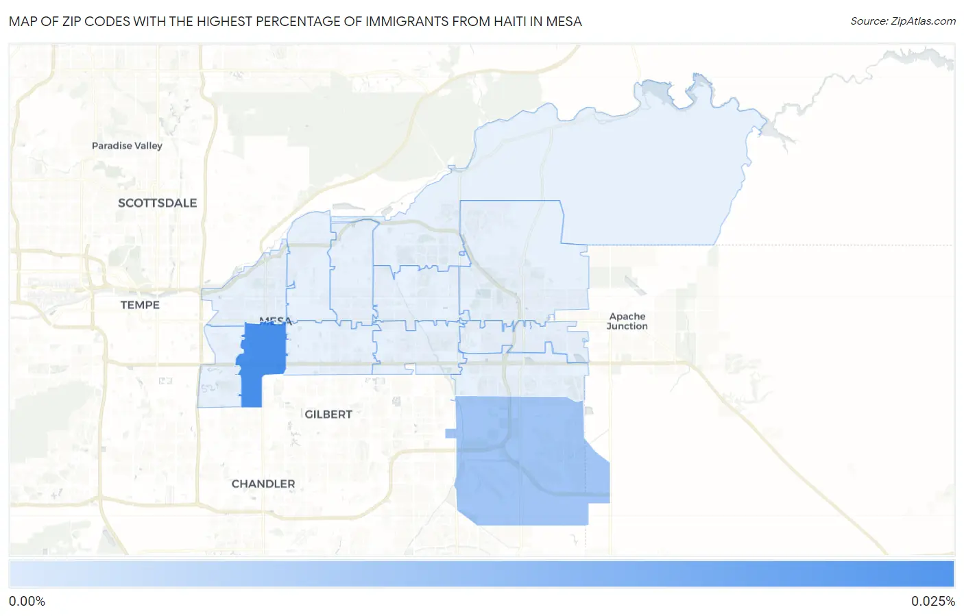 Zip Codes with the Highest Percentage of Immigrants from Haiti in Mesa Map