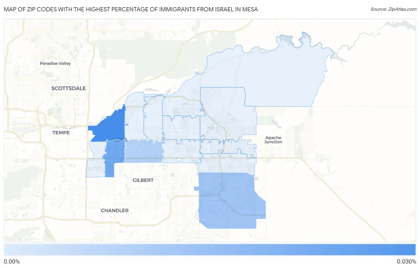Zip Codes with the Highest Percentage of Immigrants from Israel in Mesa Map