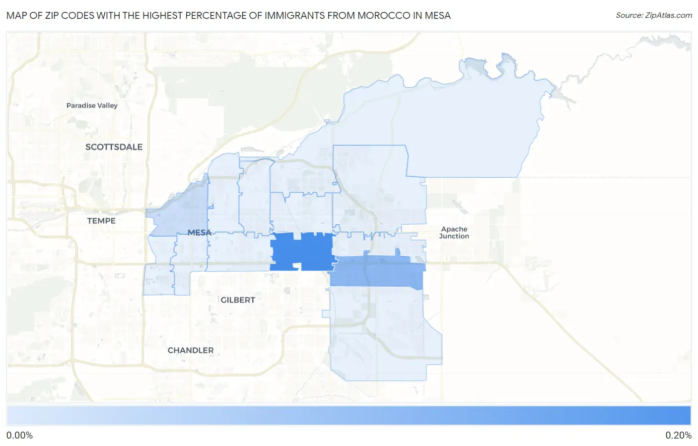 Zip Codes with the Highest Percentage of Immigrants from Morocco in Mesa Map