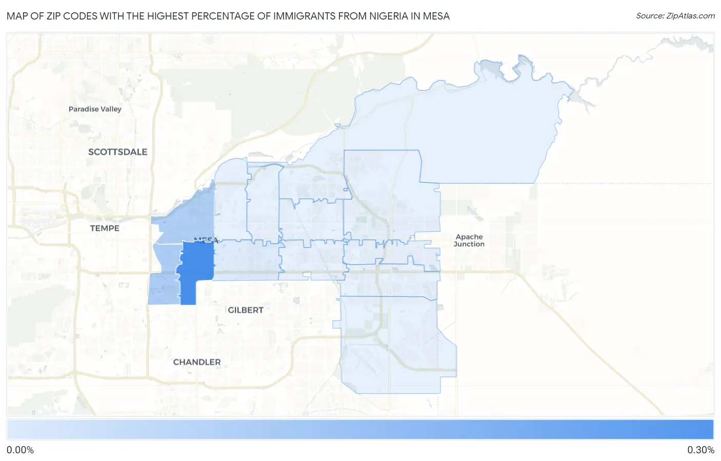 Zip Codes with the Highest Percentage of Immigrants from Nigeria in Mesa Map