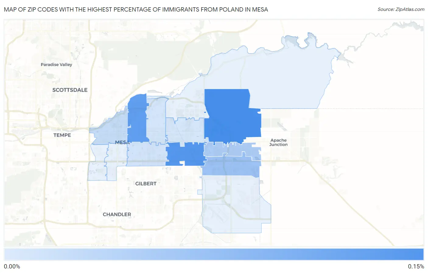 Zip Codes with the Highest Percentage of Immigrants from Poland in Mesa Map