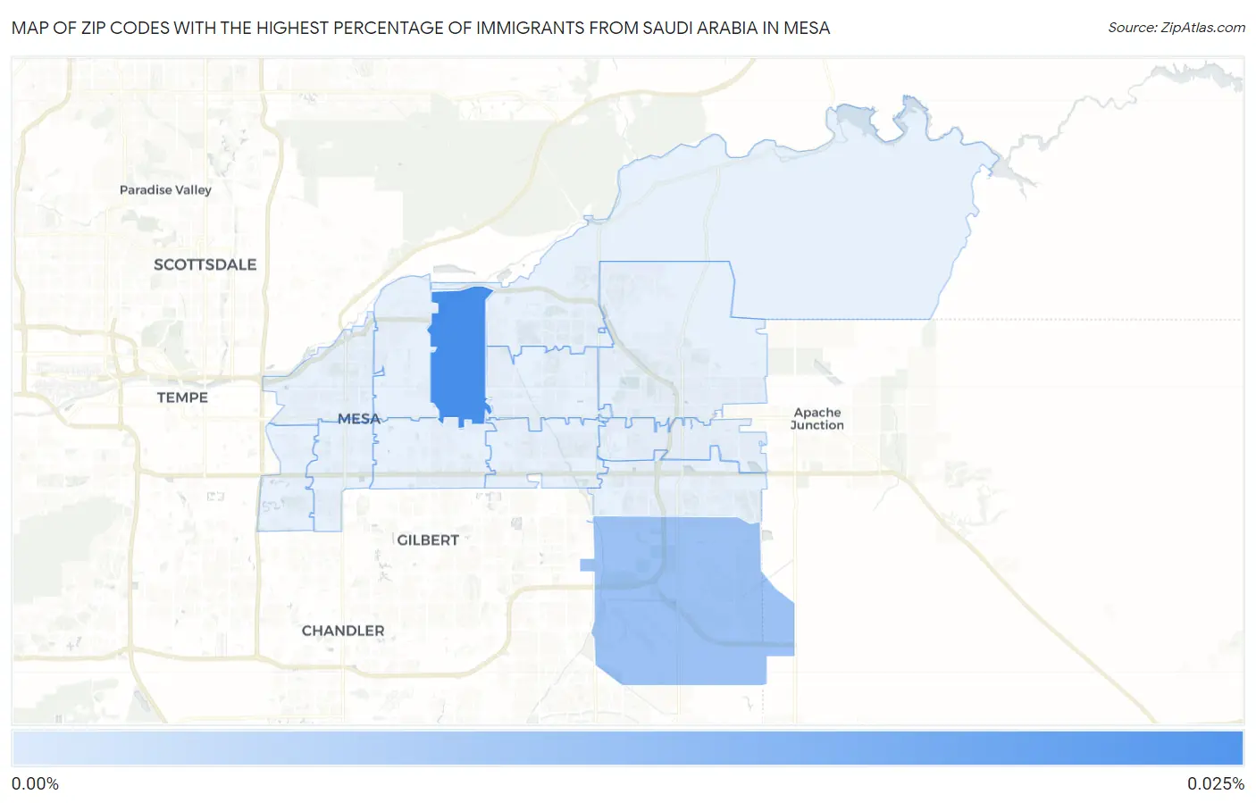 Zip Codes with the Highest Percentage of Immigrants from Saudi Arabia in Mesa Map