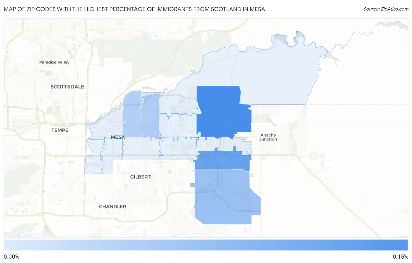 Zip Codes with the Highest Percentage of Immigrants from Scotland in Mesa Map