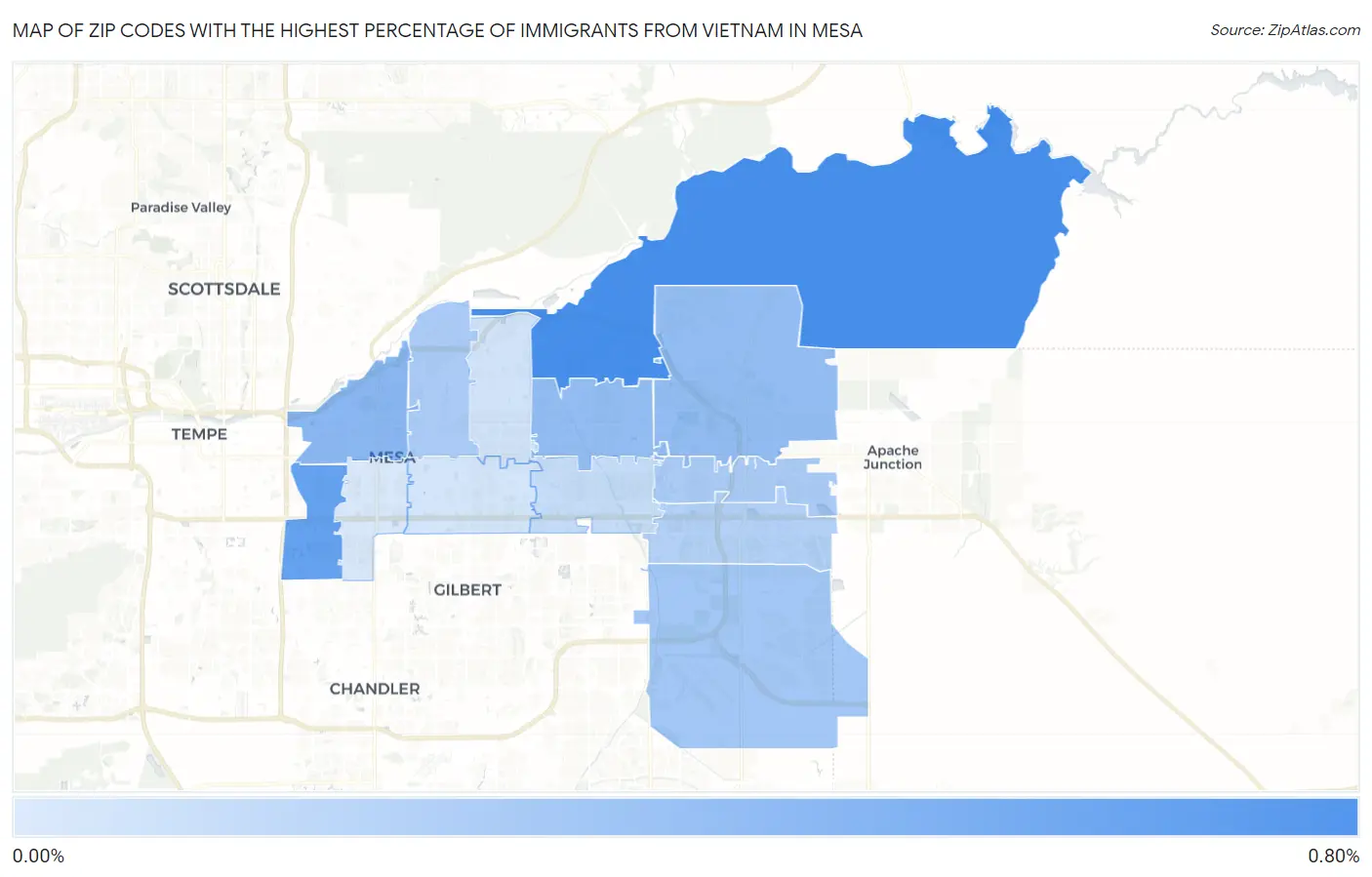 Zip Codes with the Highest Percentage of Immigrants from Vietnam in Mesa Map