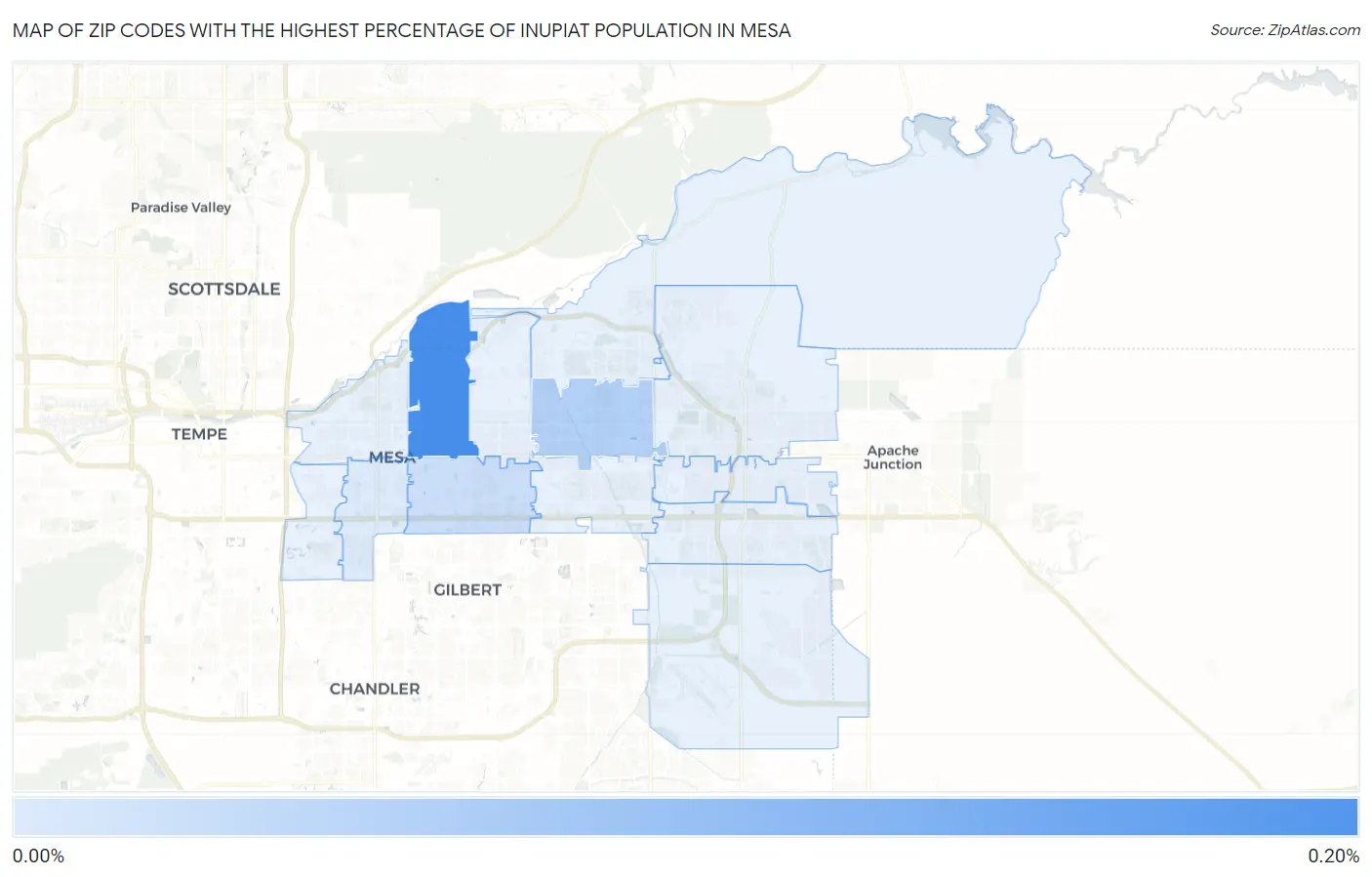 Zip Codes with the Highest Percentage of Inupiat Population in Mesa Map