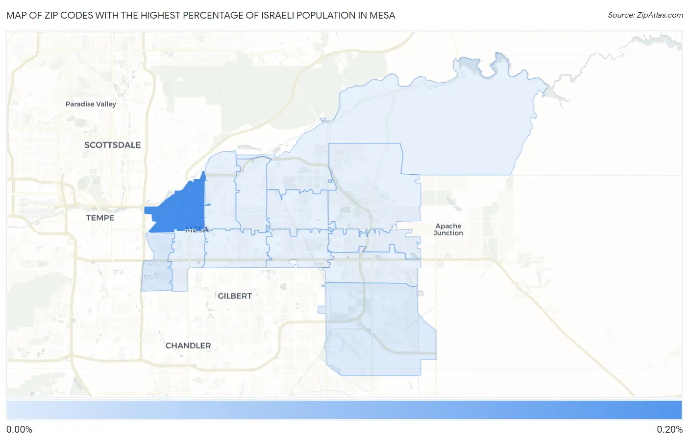 Zip Codes with the Highest Percentage of Israeli Population in Mesa Map