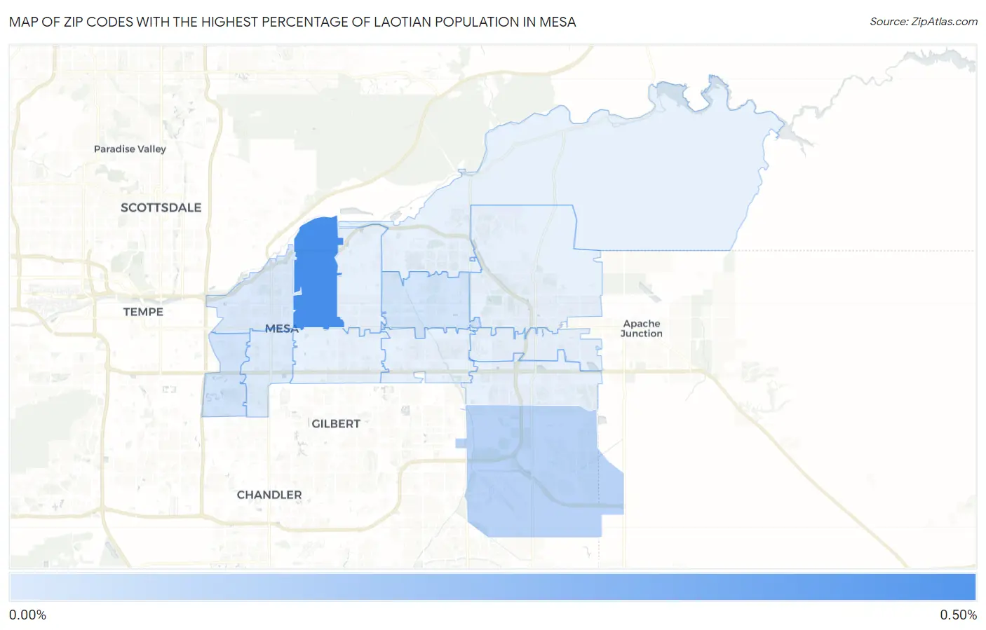 Zip Codes with the Highest Percentage of Laotian Population in Mesa Map