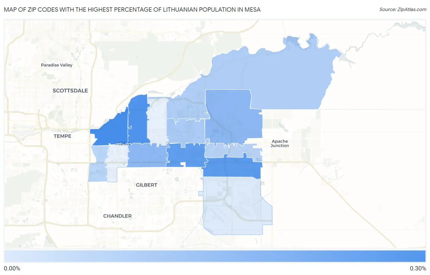 Zip Codes with the Highest Percentage of Lithuanian Population in Mesa Map