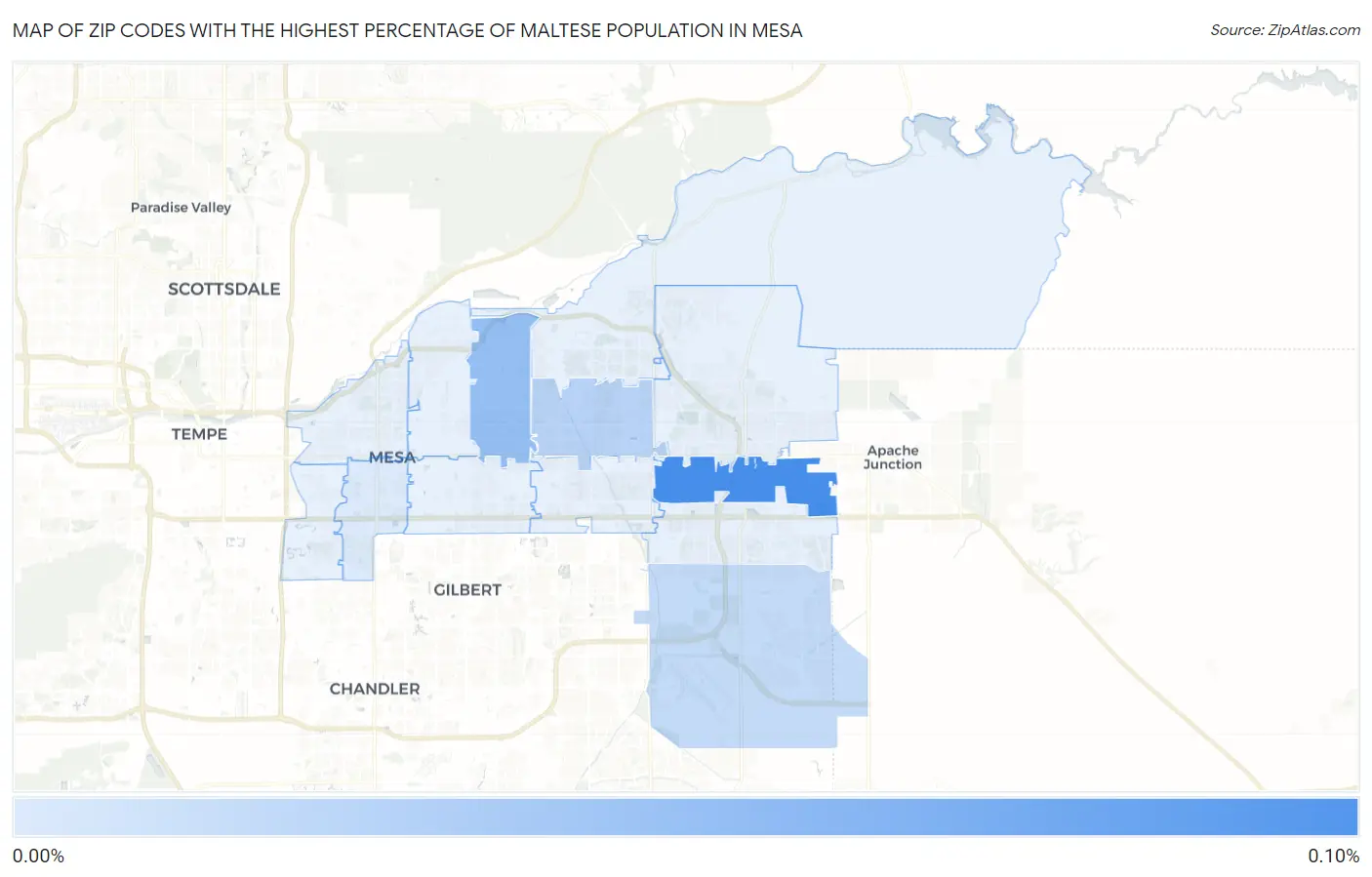Zip Codes with the Highest Percentage of Maltese Population in Mesa Map