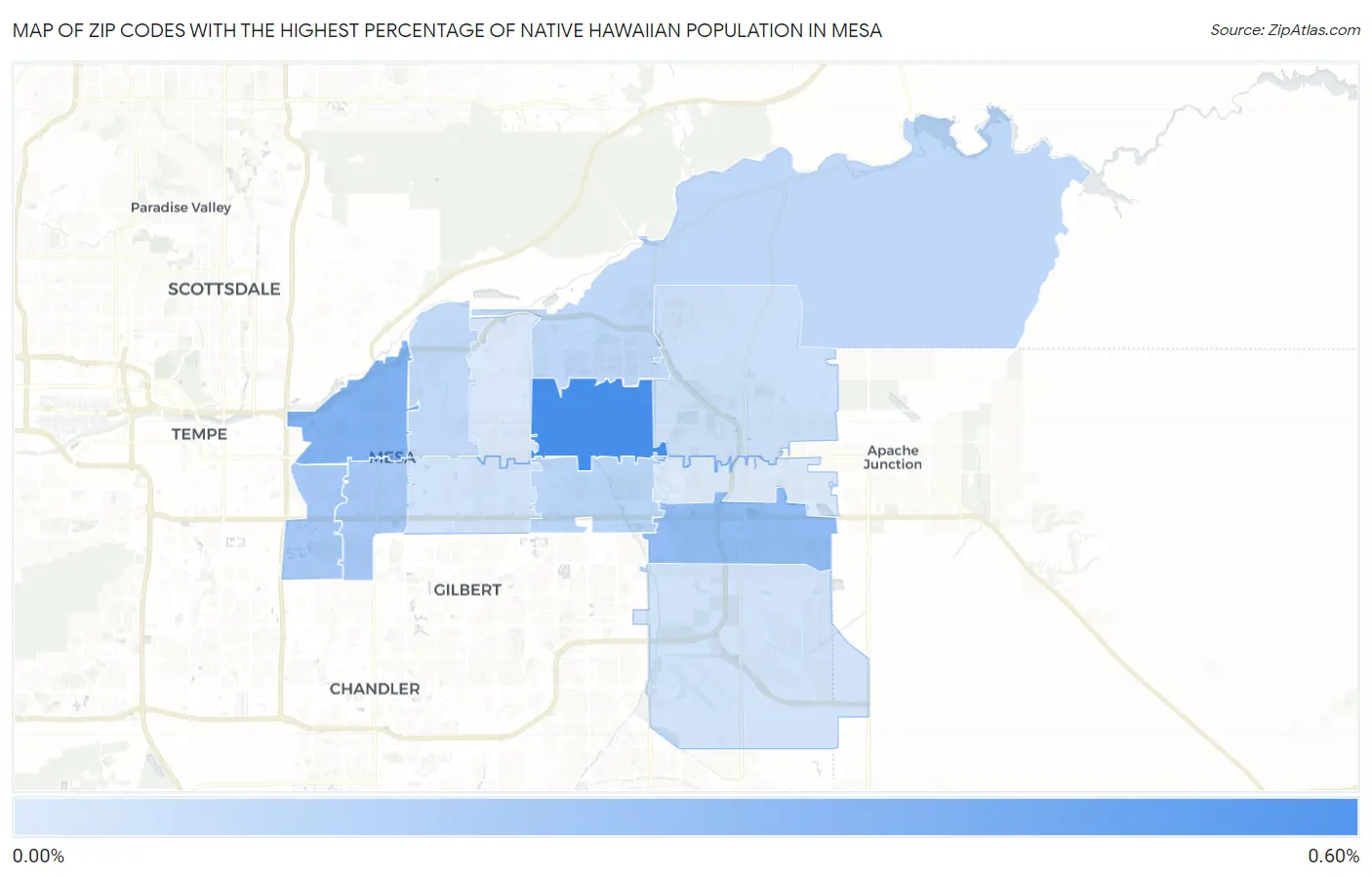 Zip Codes with the Highest Percentage of Native Hawaiian Population in Mesa Map