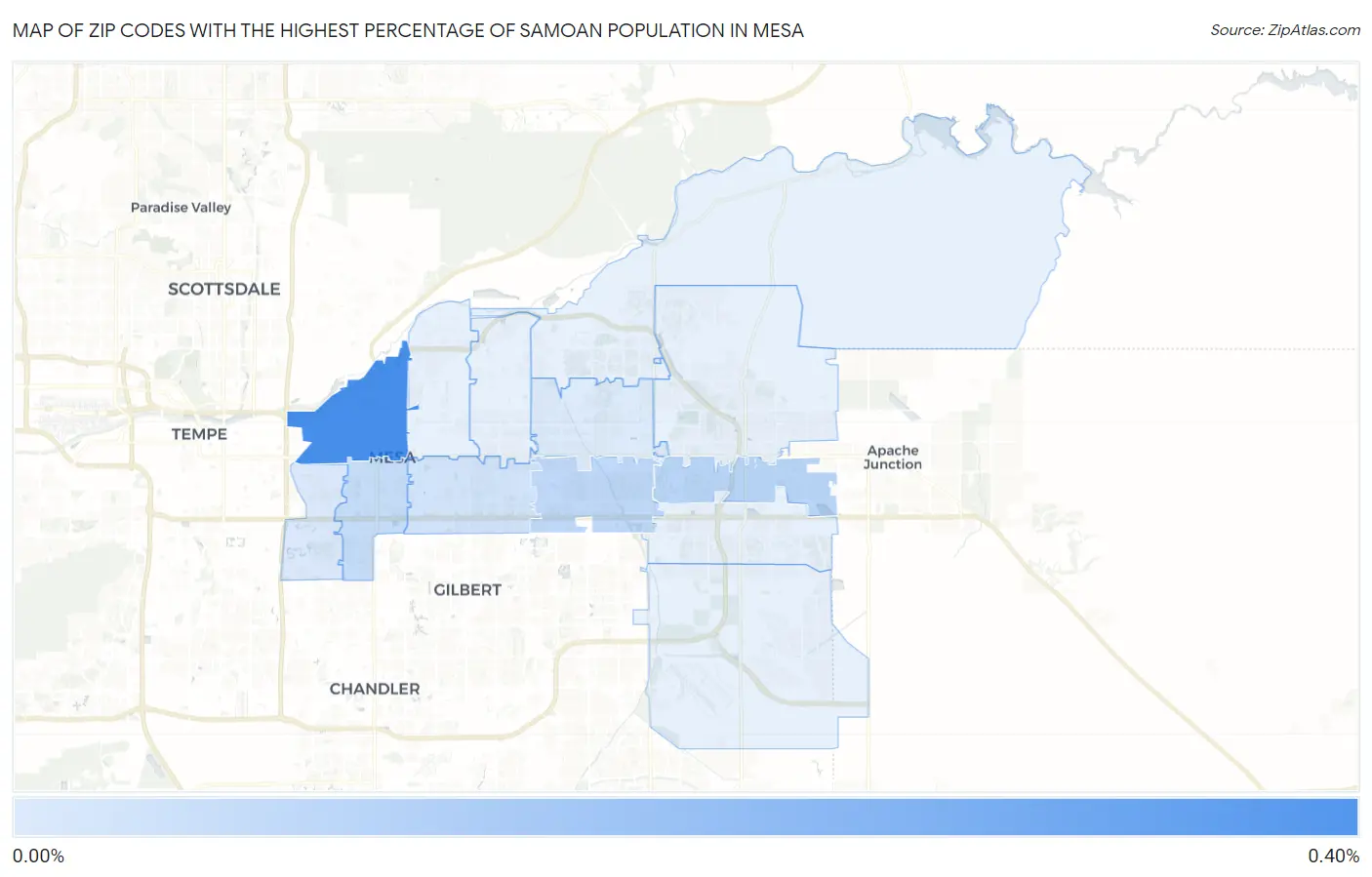 Zip Codes with the Highest Percentage of Samoan Population in Mesa Map