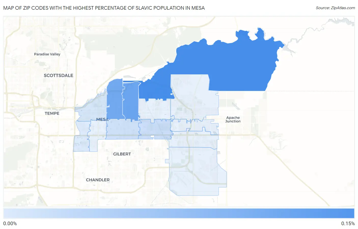 Zip Codes with the Highest Percentage of Slavic Population in Mesa Map