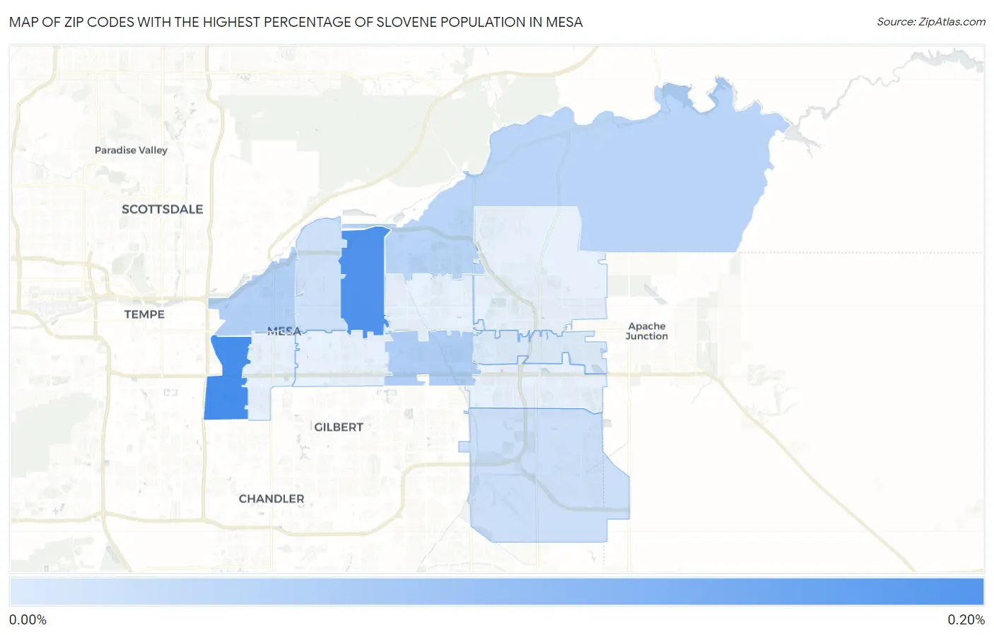 Zip Codes with the Highest Percentage of Slovene Population in Mesa Map
