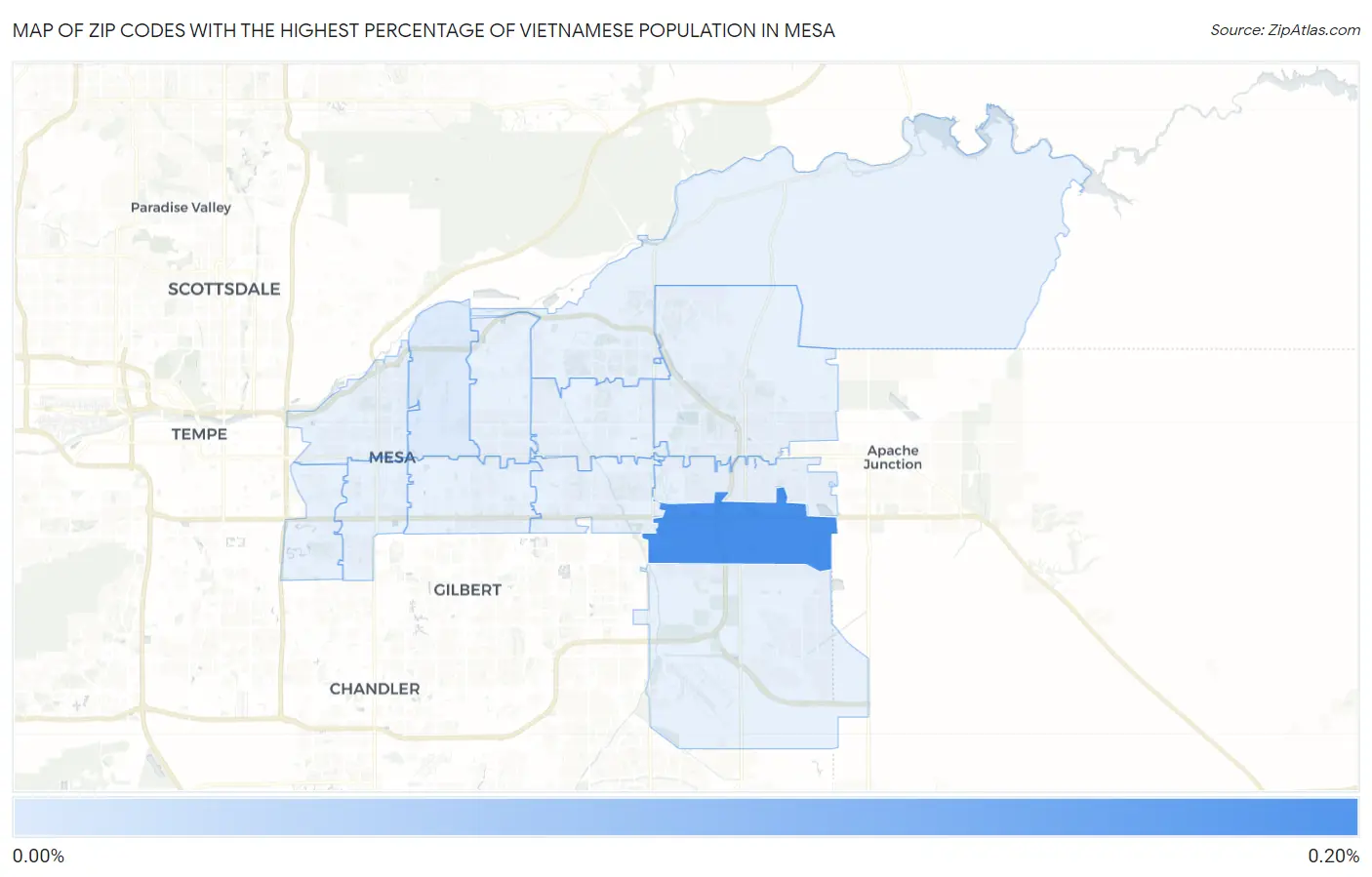Zip Codes with the Highest Percentage of Vietnamese Population in Mesa Map