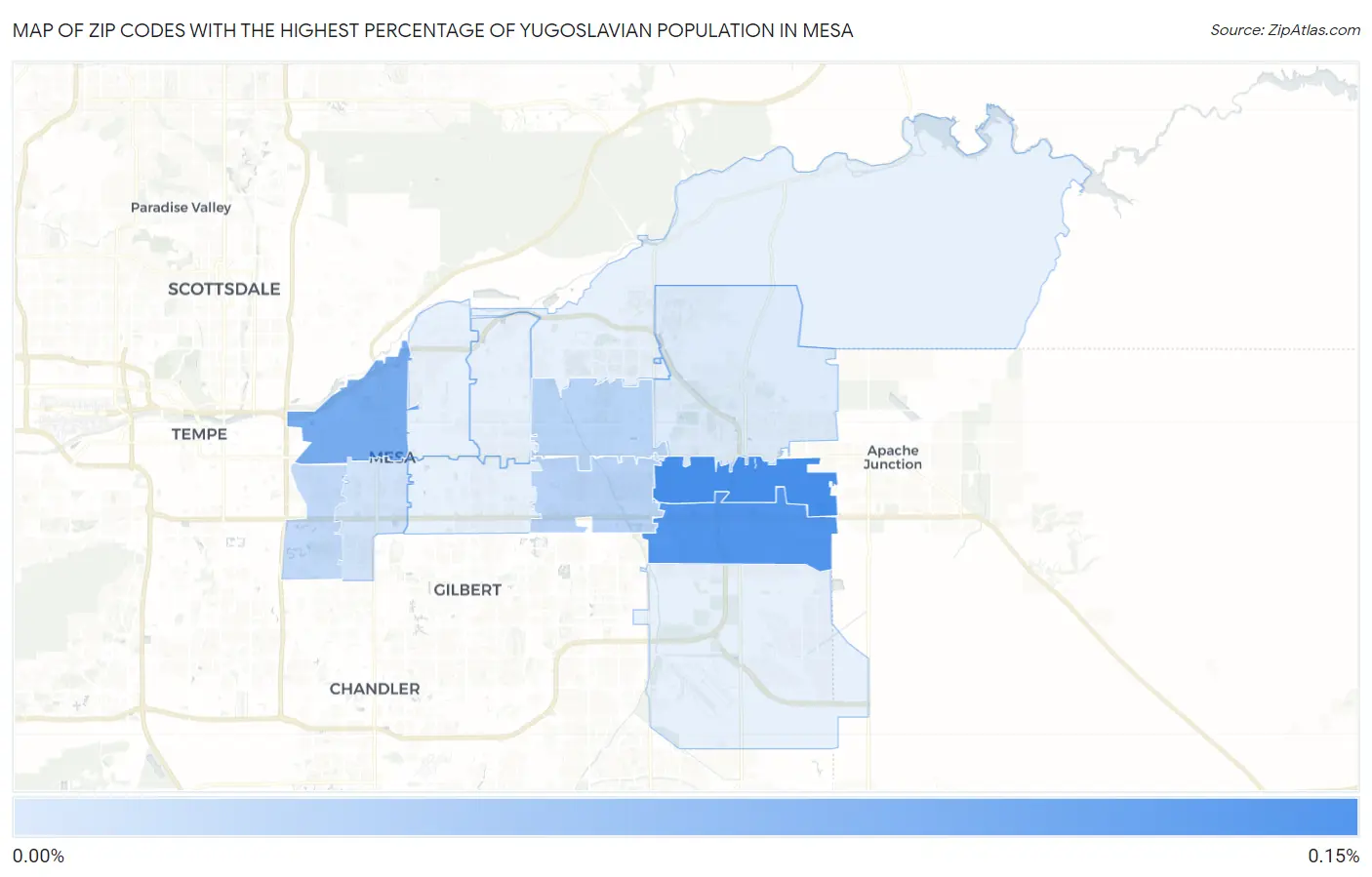 Zip Codes with the Highest Percentage of Yugoslavian Population in Mesa Map
