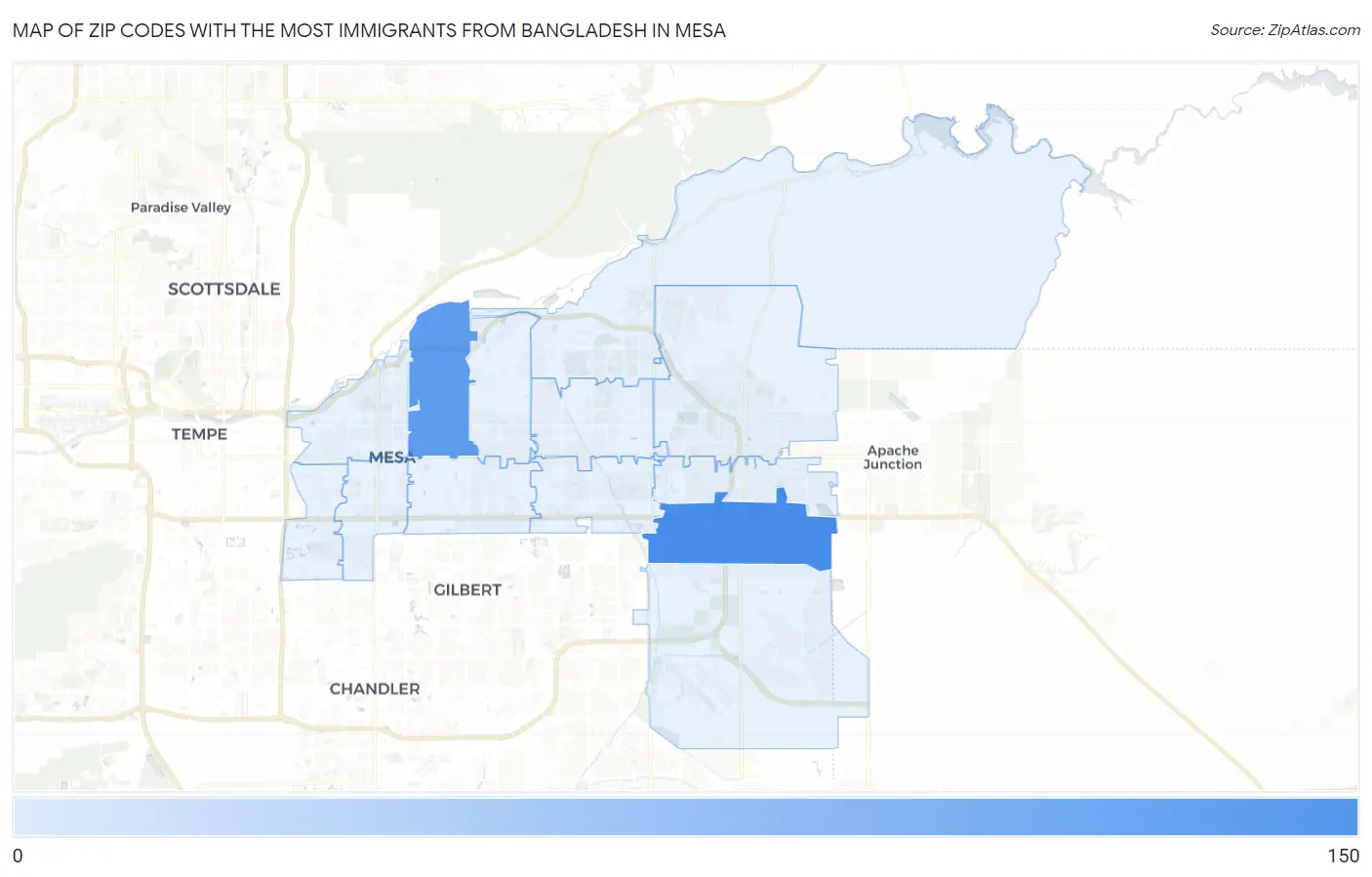 Zip Codes with the Most Immigrants from Bangladesh in Mesa Map