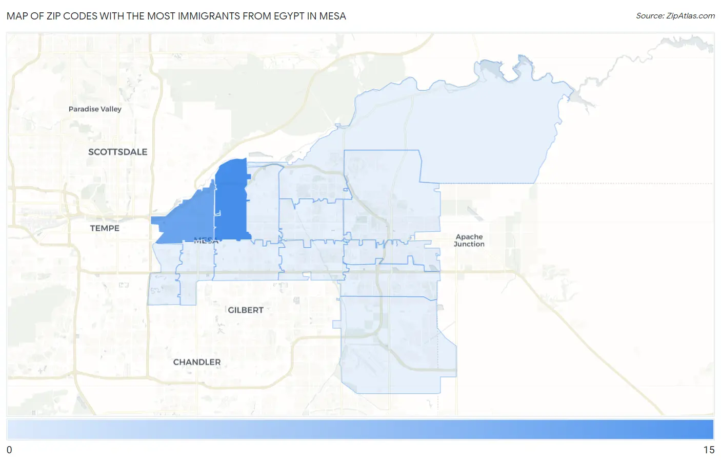 Zip Codes with the Most Immigrants from Egypt in Mesa Map