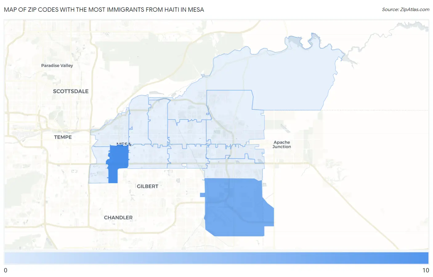 Zip Codes with the Most Immigrants from Haiti in Mesa Map
