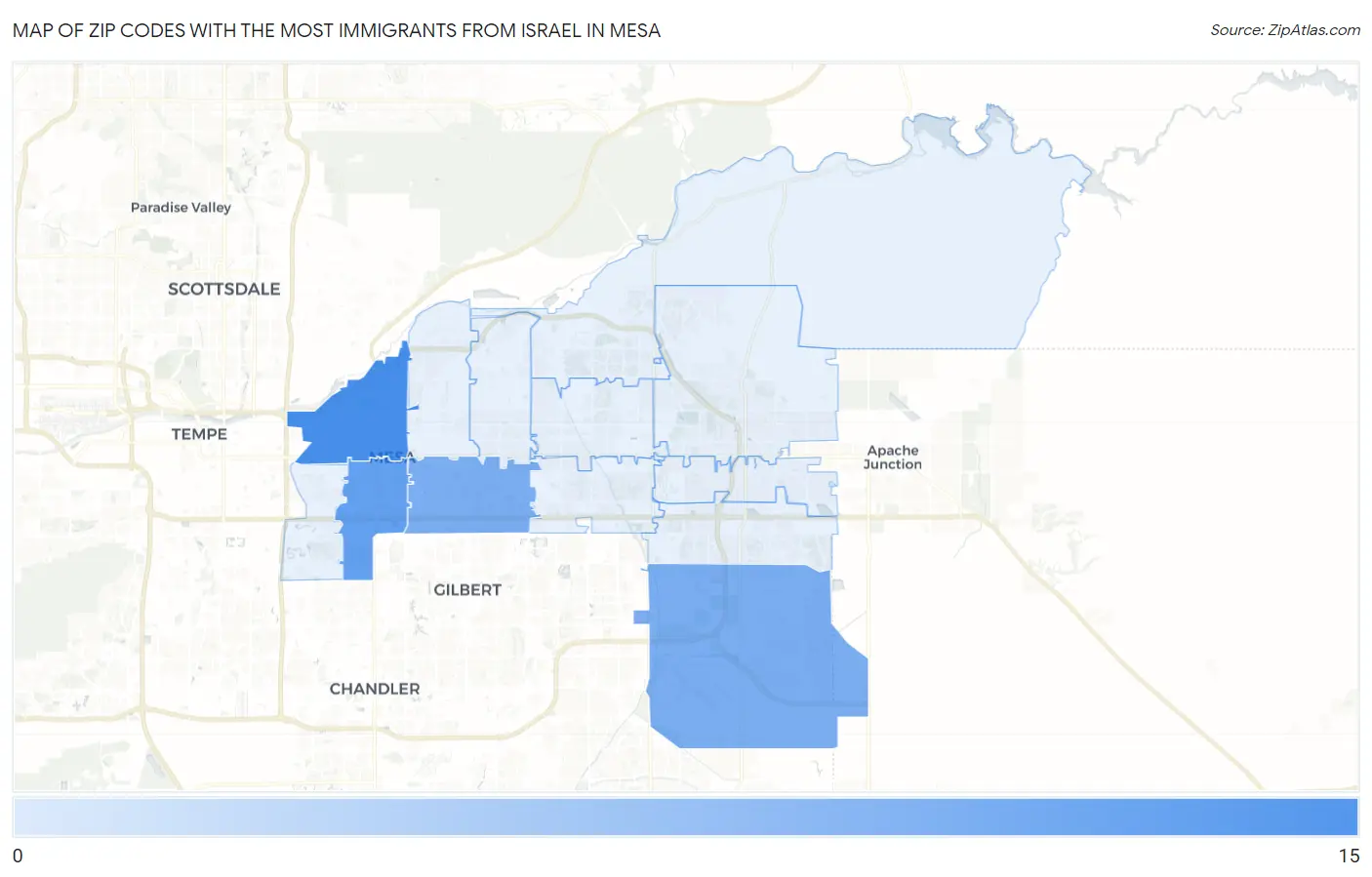 Zip Codes with the Most Immigrants from Israel in Mesa Map