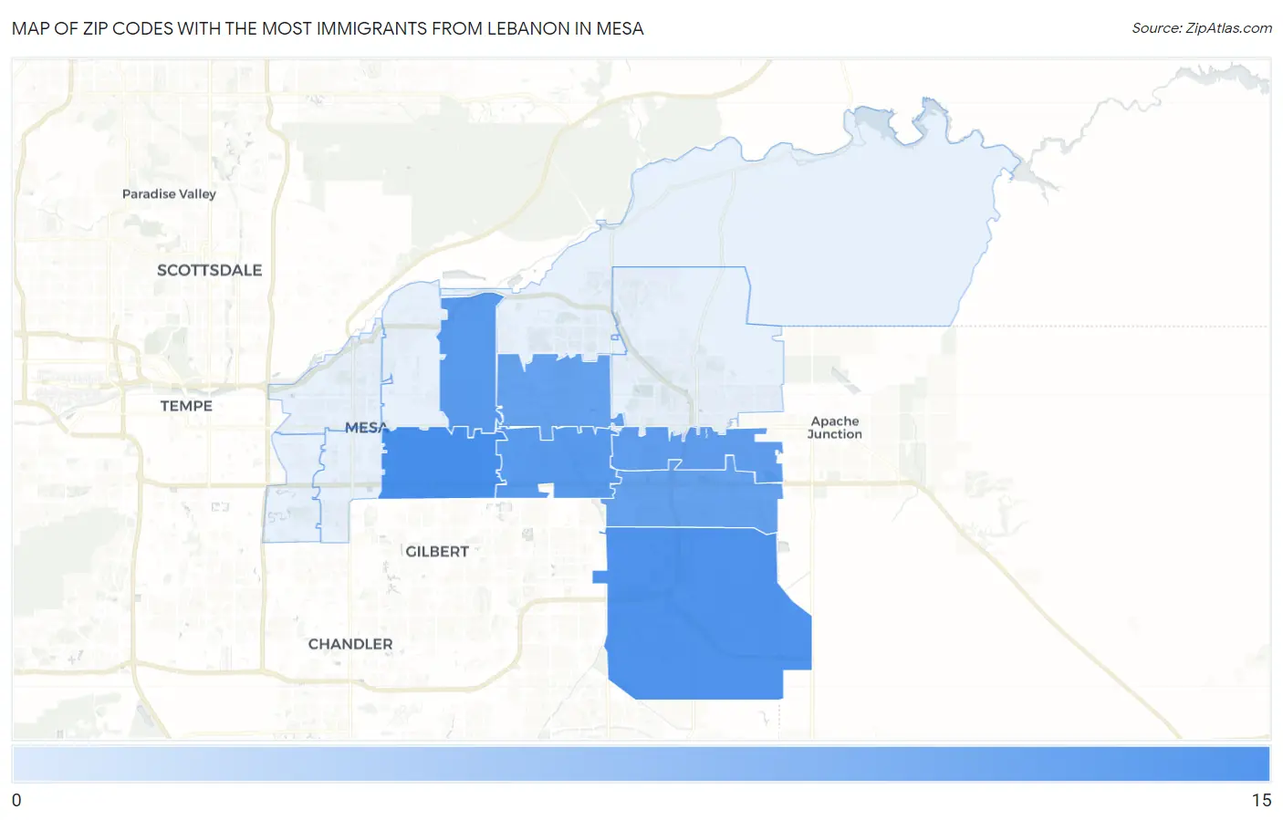 Zip Codes with the Most Immigrants from Lebanon in Mesa Map