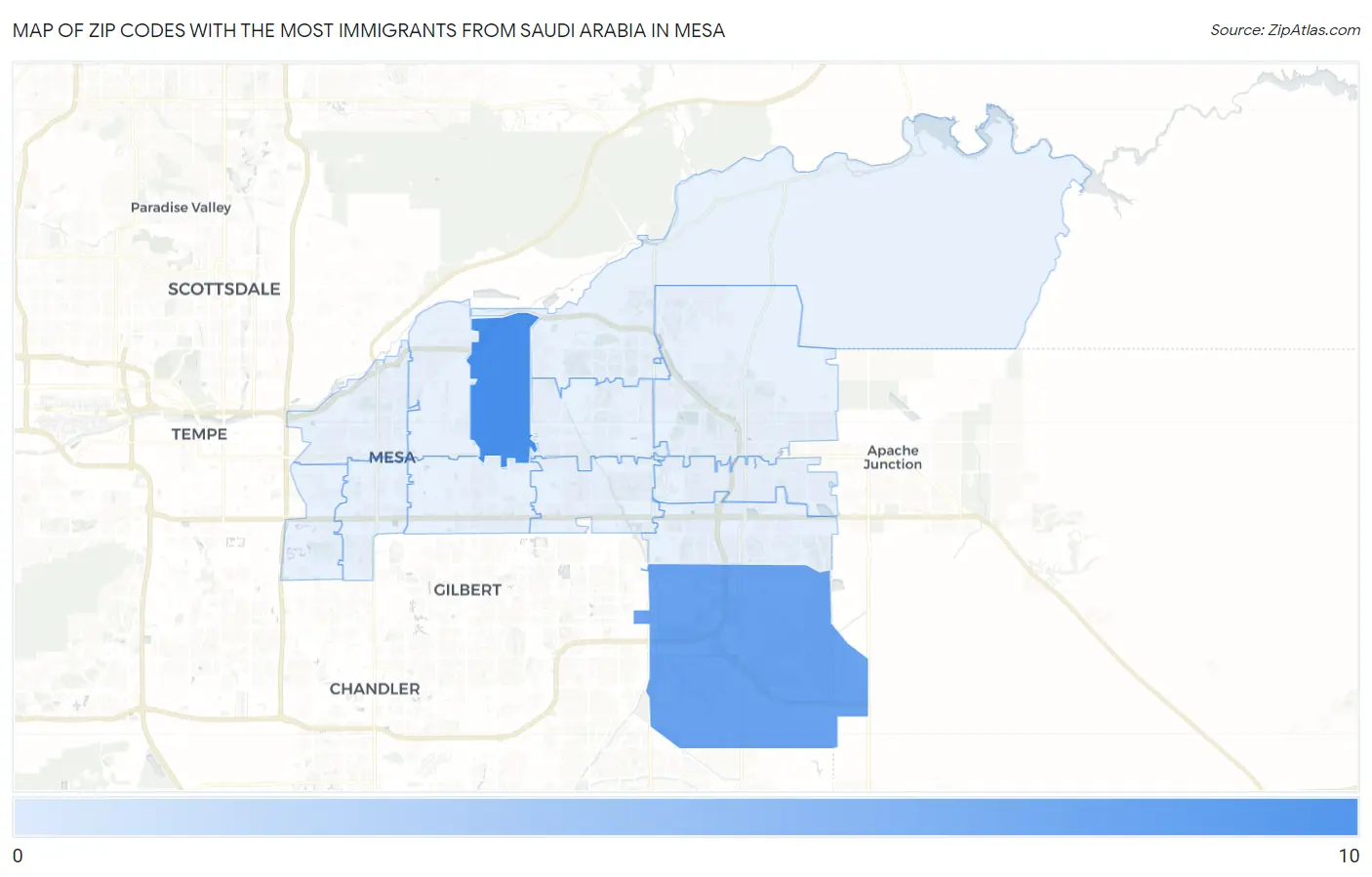 Zip Codes with the Most Immigrants from Saudi Arabia in Mesa Map