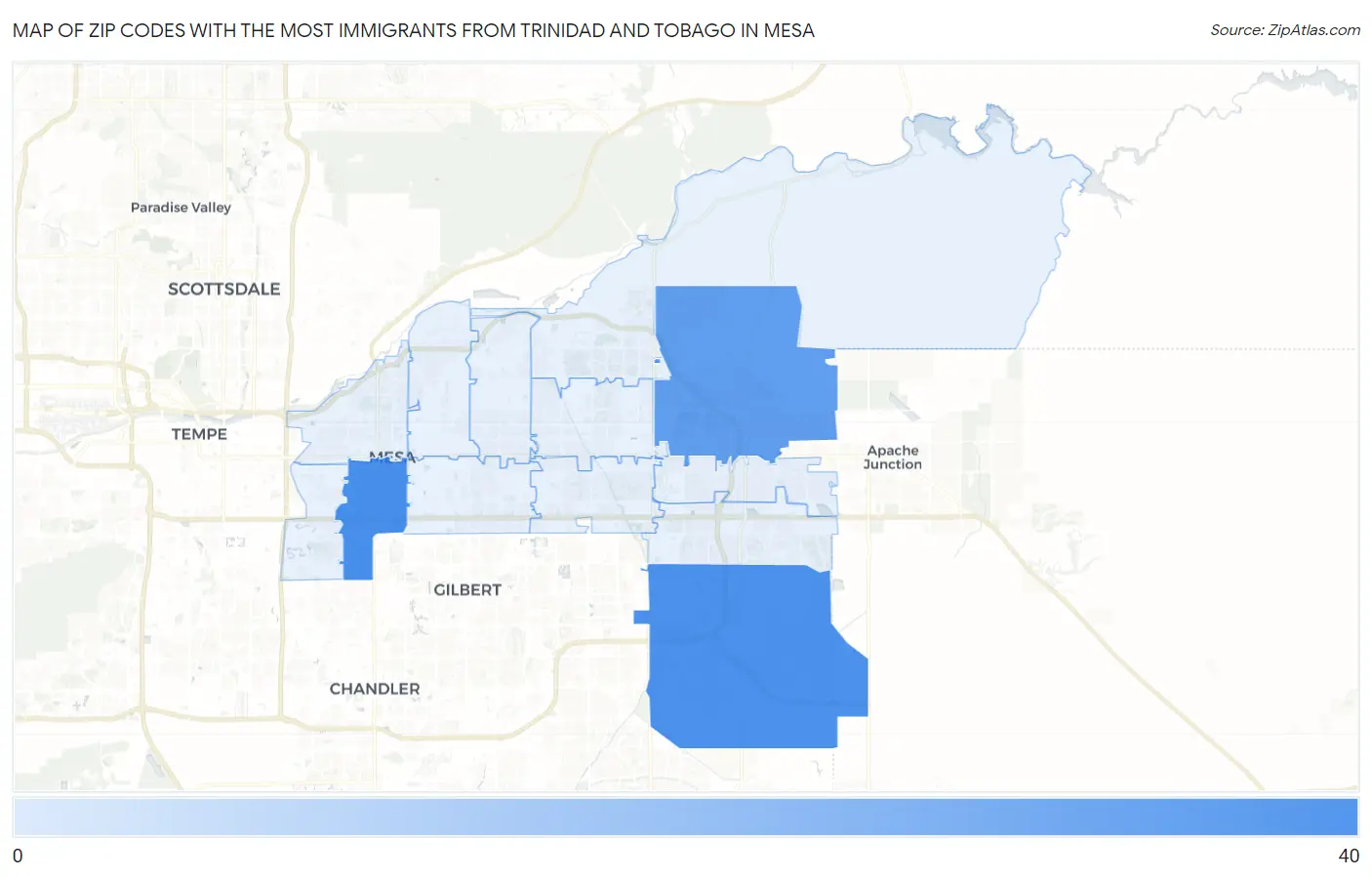 Zip Codes with the Most Immigrants from Trinidad and Tobago in Mesa Map