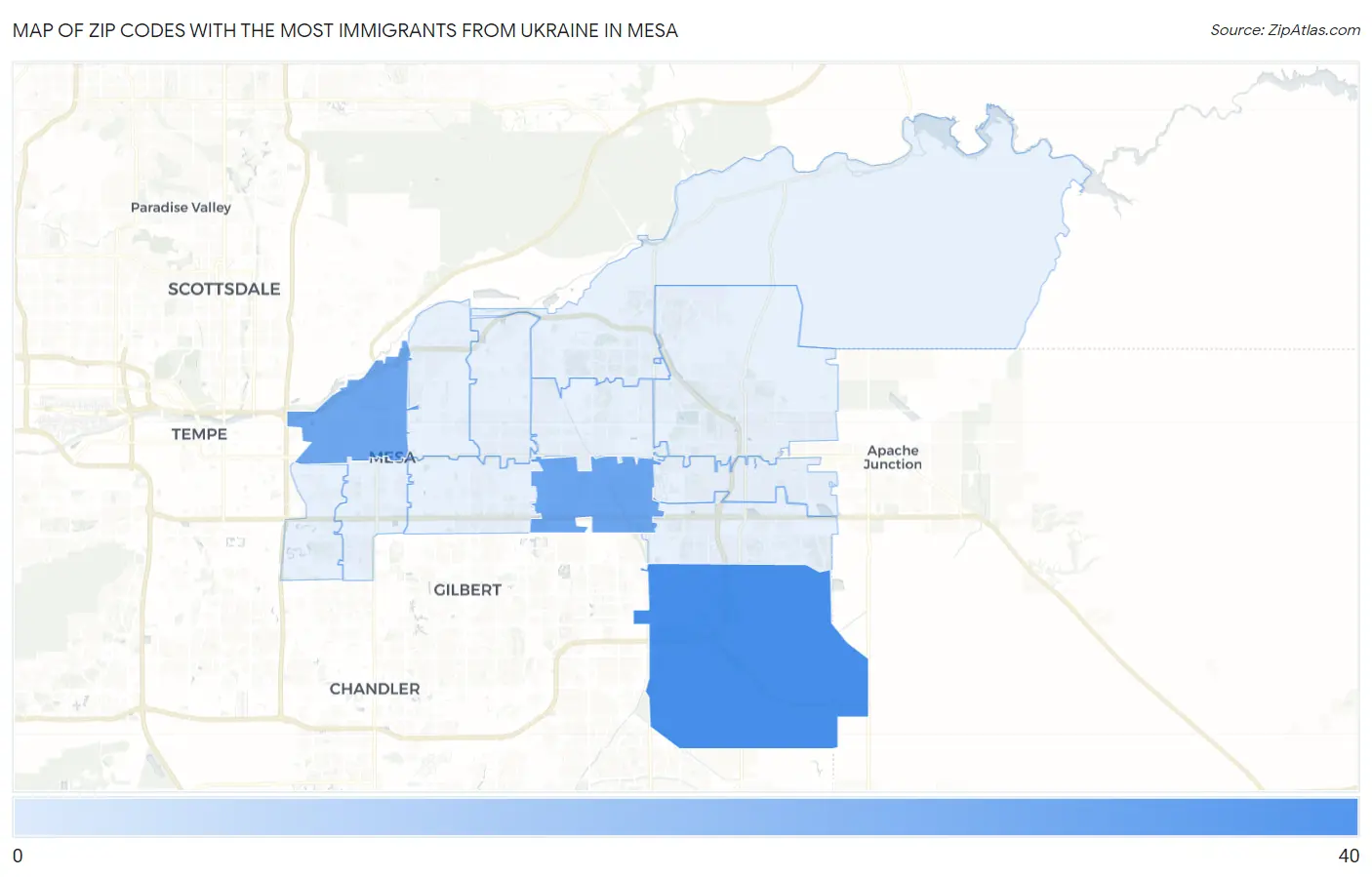 Zip Codes with the Most Immigrants from Ukraine in Mesa Map