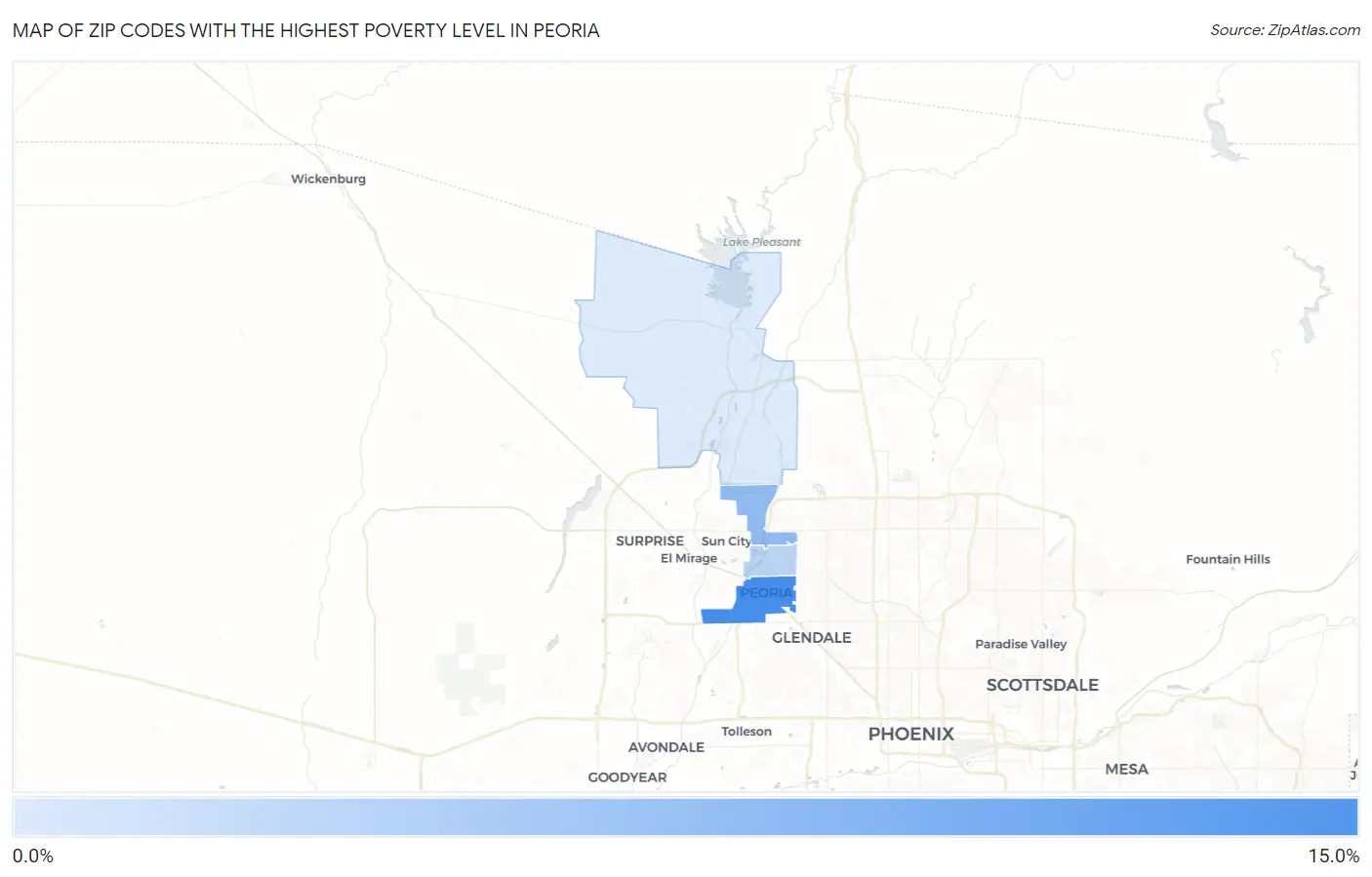 Zip Codes with the Highest Poverty Level in Peoria Map