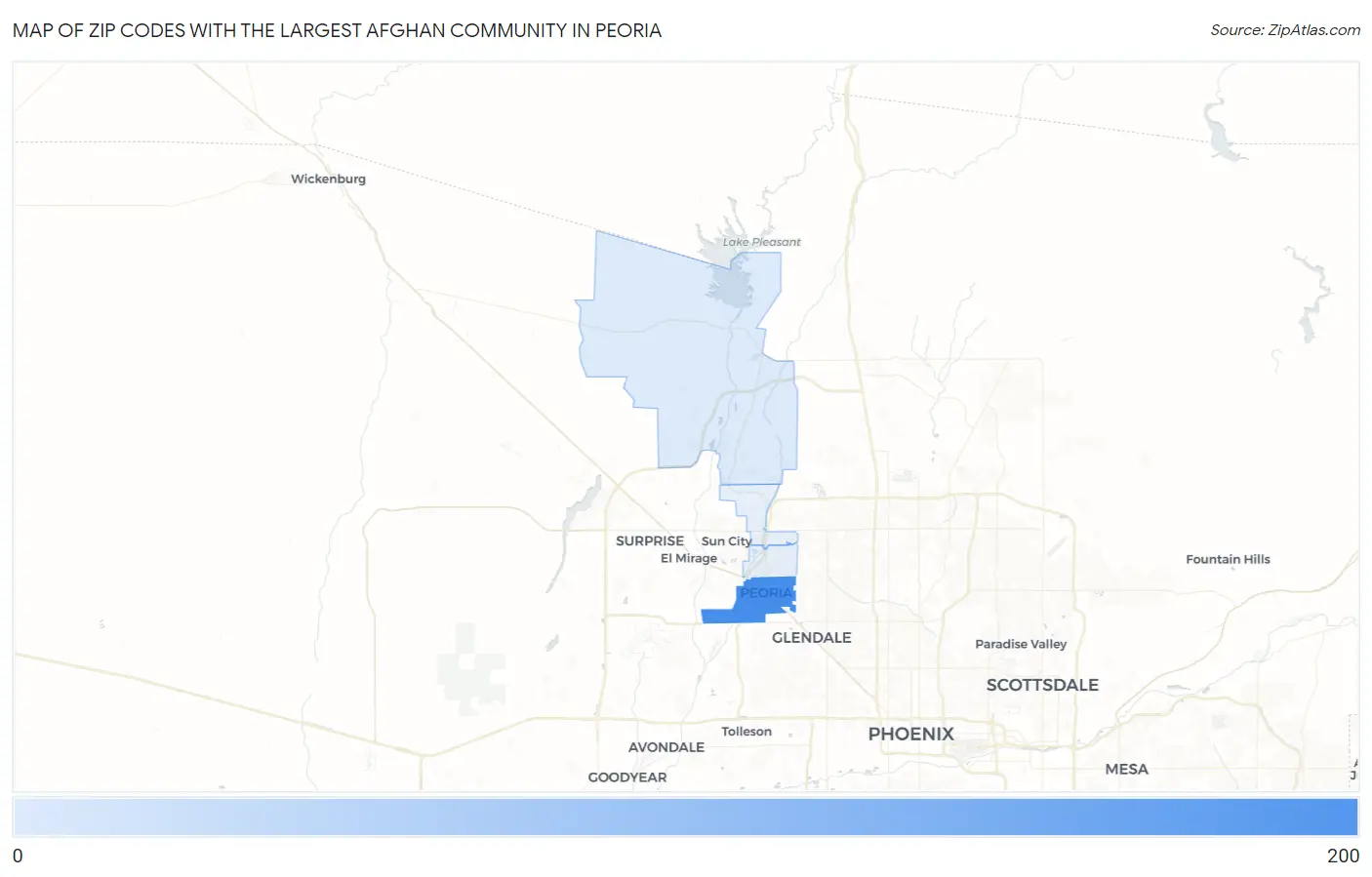 Zip Codes with the Largest Afghan Community in Peoria Map