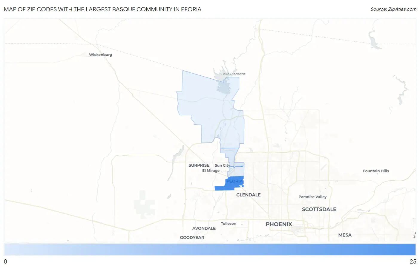 Zip Codes with the Largest Basque Community in Peoria Map